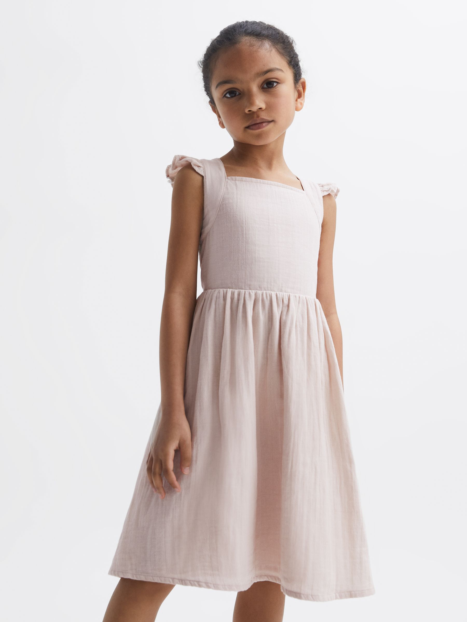 9-12 yrs Cotton Cross Back Dress in Pink - Image 3 of 6