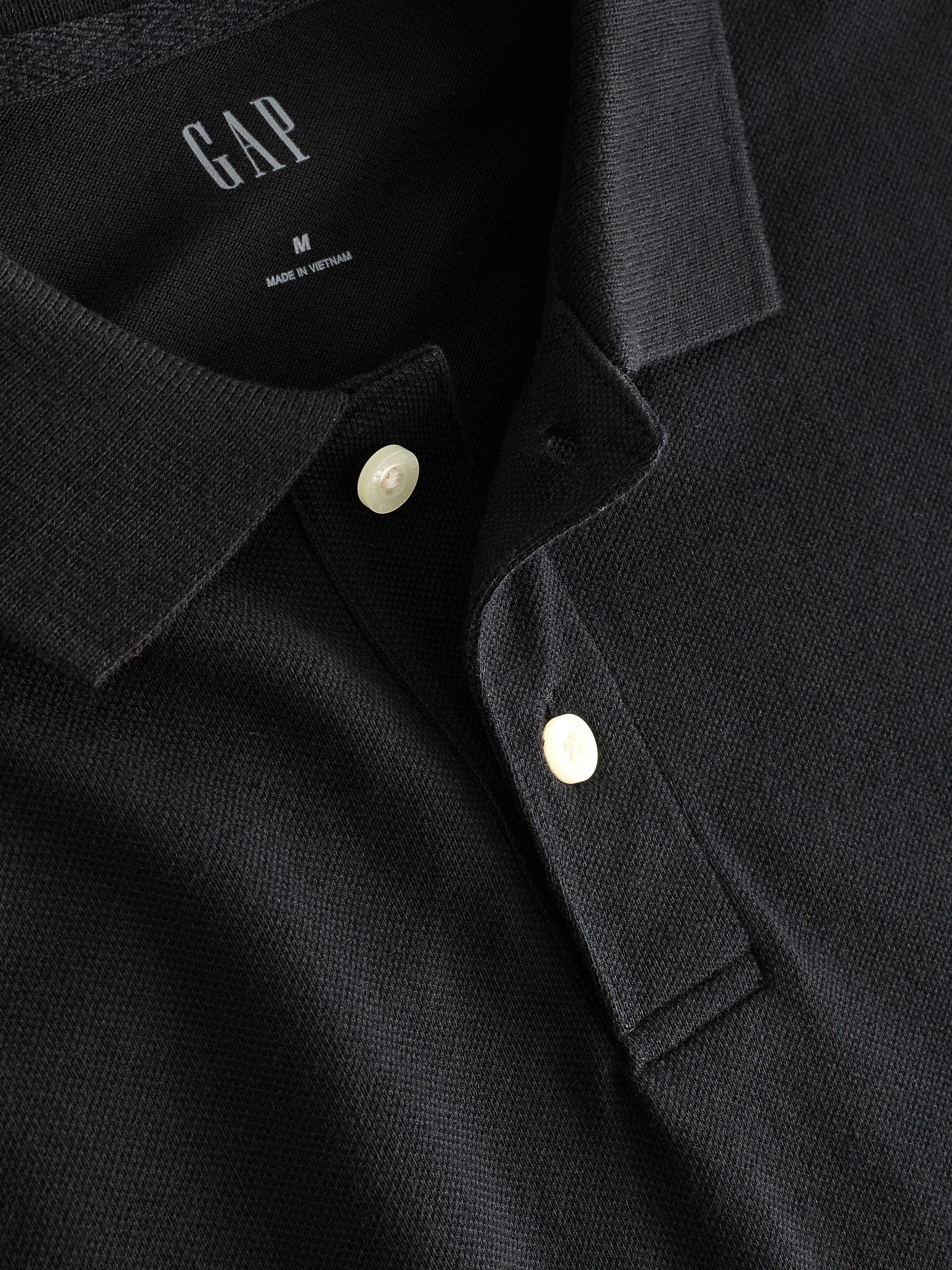 Black Pique Logo 100% Cotton Short Sleeve Polo Shirt - Image 4 of 8
