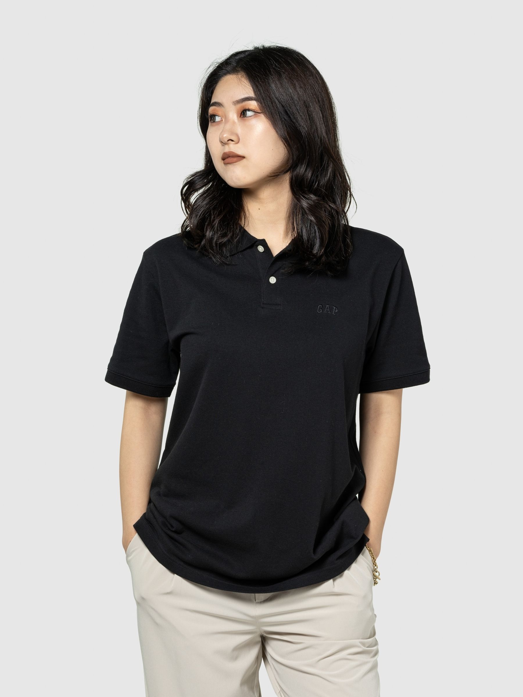 Black Pique Logo 100% Cotton Short Sleeve Polo Shirt - Image 7 of 8