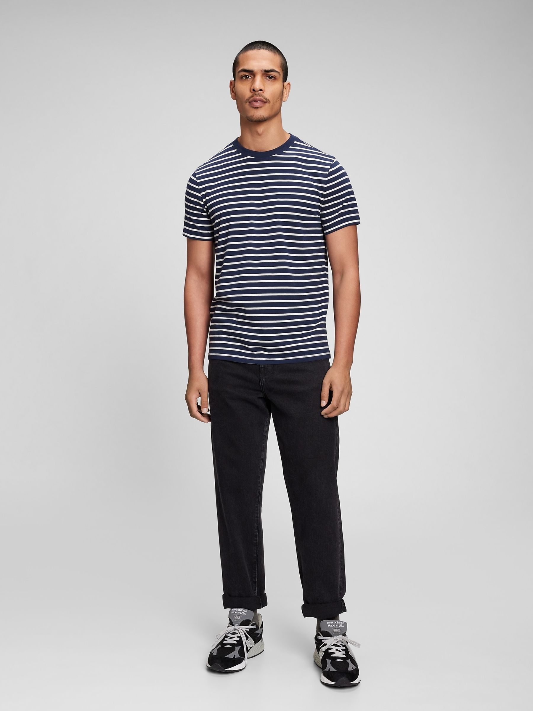 Navy Blue Cotton Everyday Soft Stripe T-Shirt - Image 1 of 1