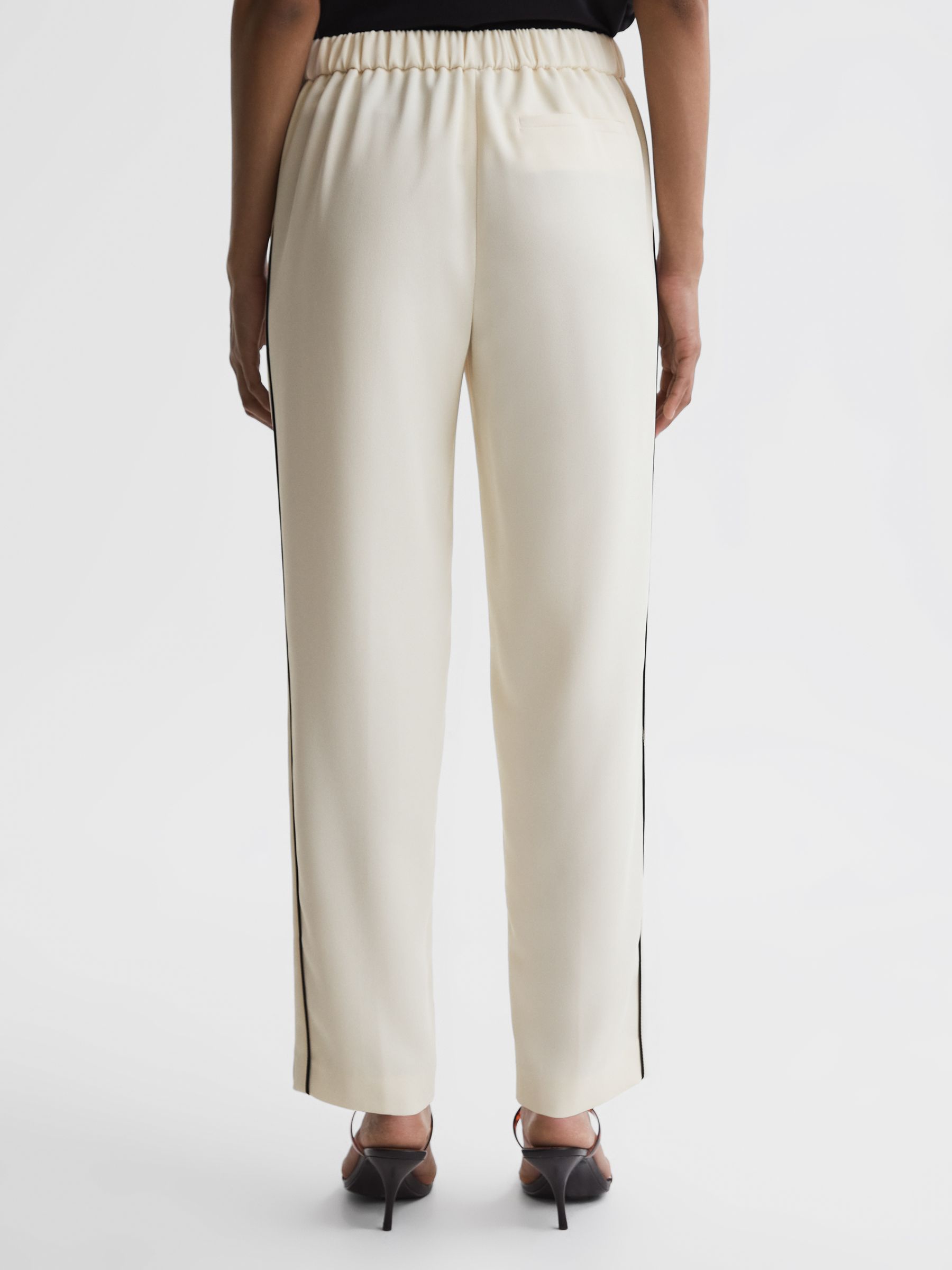 Tapered Fit Side Stripe Trousers in Cream - Image 5 of 5