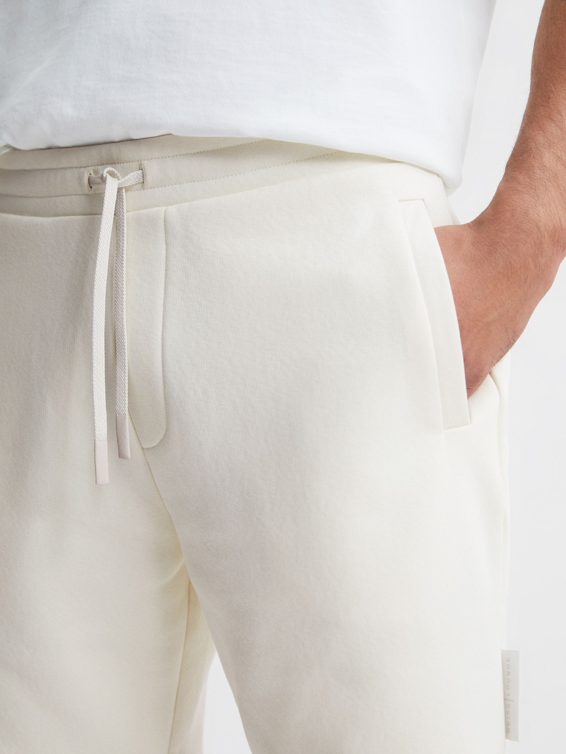 Cotton Drawstring Shorts in Ecru - Image 3 of 5