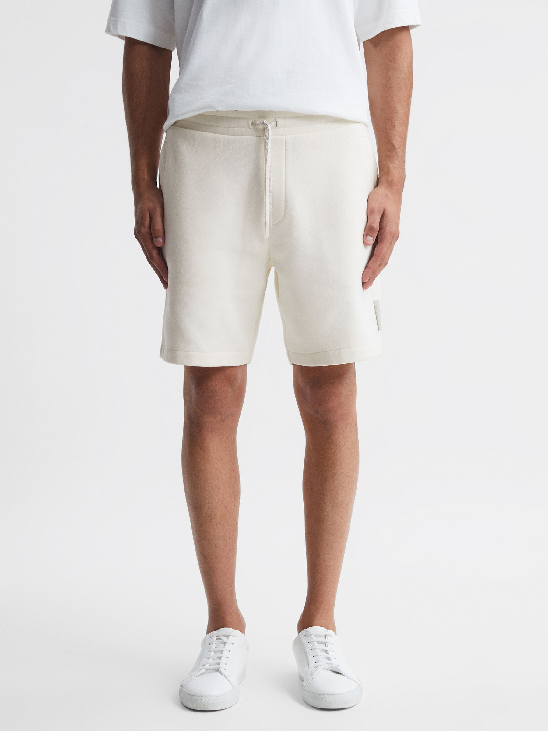 Cotton Drawstring Shorts in Ecru - Image 4 of 5