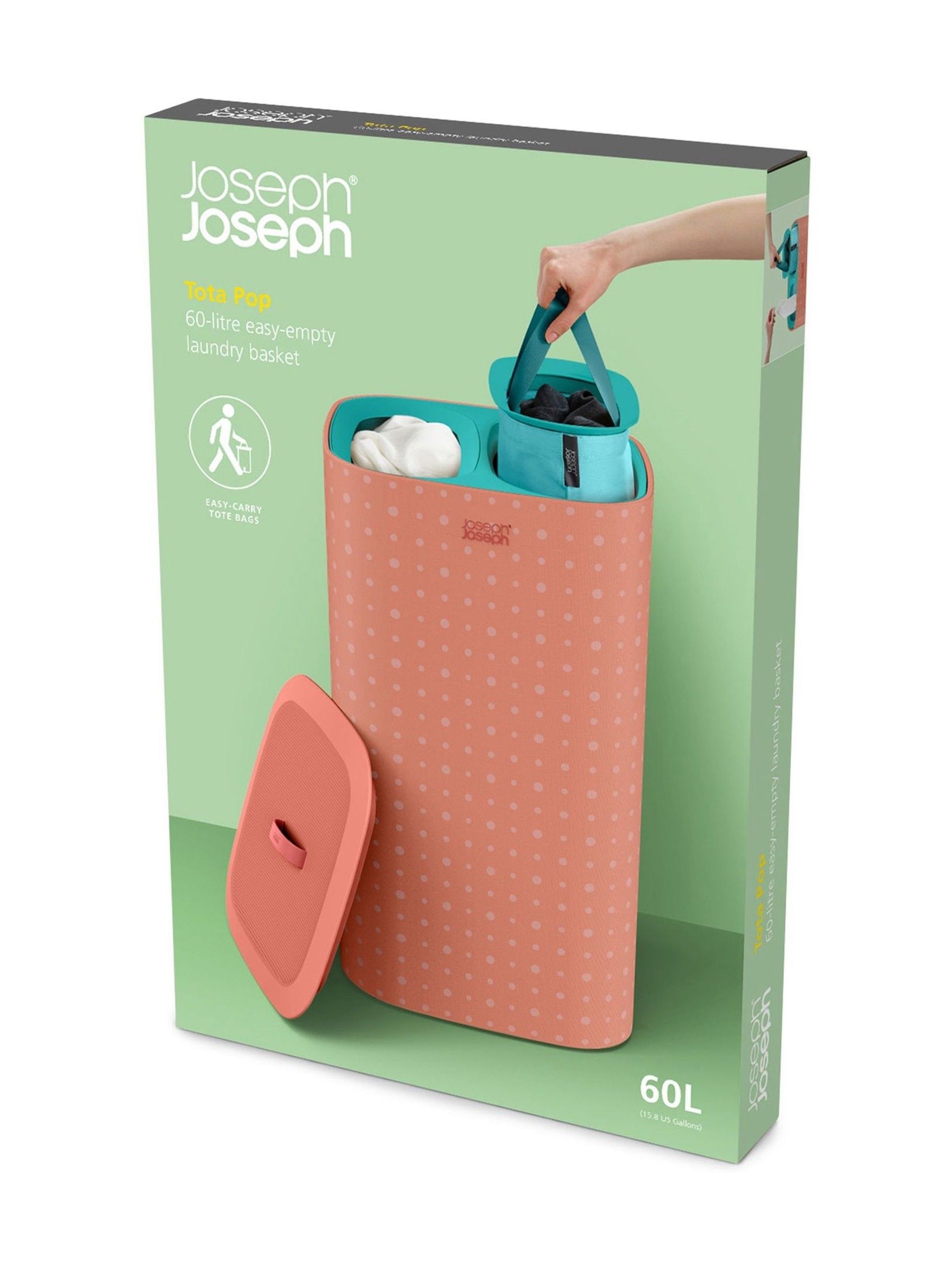 Joseph Joseph Orange Tota 60 Litre Laundry Separation Basket - Image 5 of 5