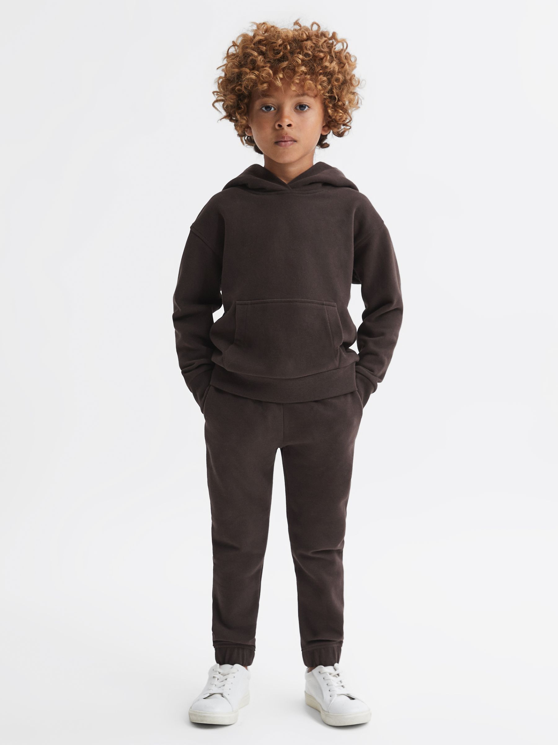 Junior Oversized Cotton Jersey Hoodie in Chocolate - Image 1 of 6 Junior Oversized Cotton Jersey Hoodie in Chocolate - Image 1 of 6