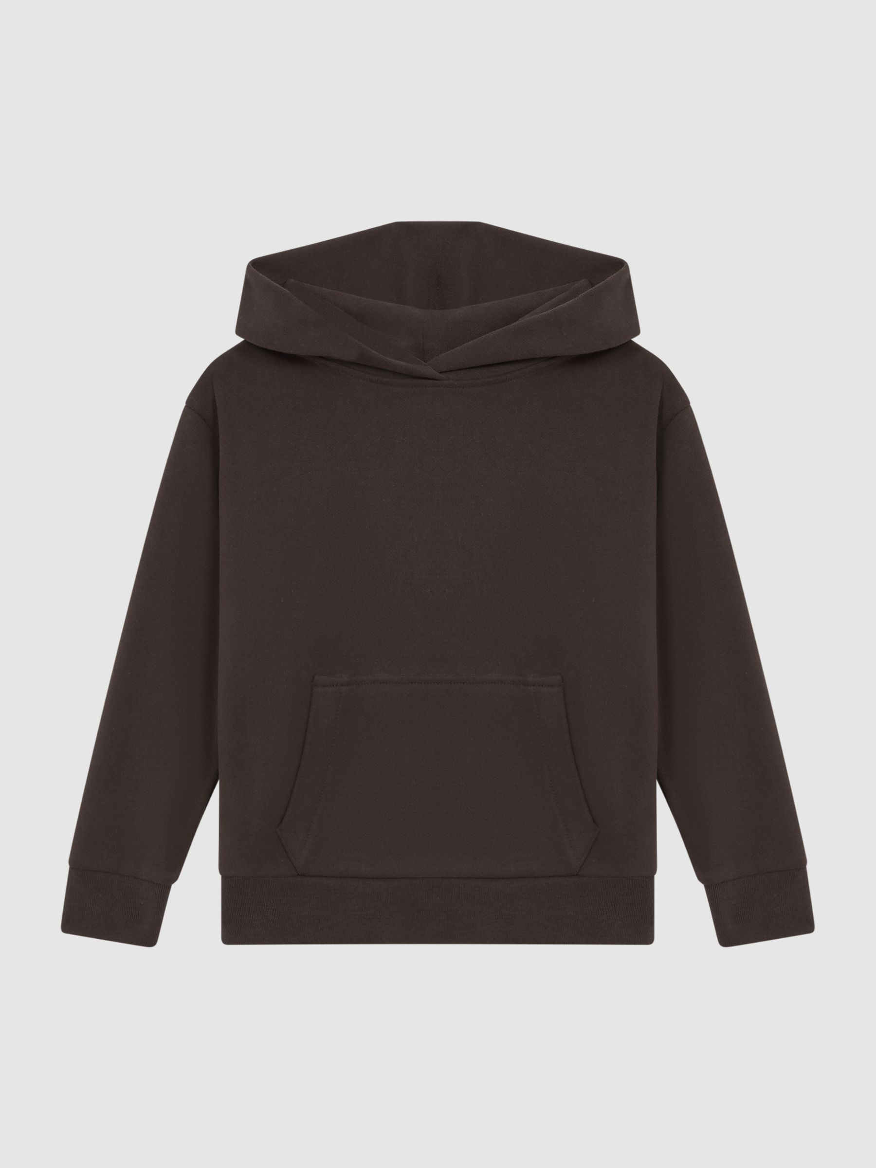Junior Oversized Cotton Jersey Hoodie in Chocolate - Image 2 of 6 Junior Oversized Cotton Jersey Hoodie in Chocolate - Image 2 of 6