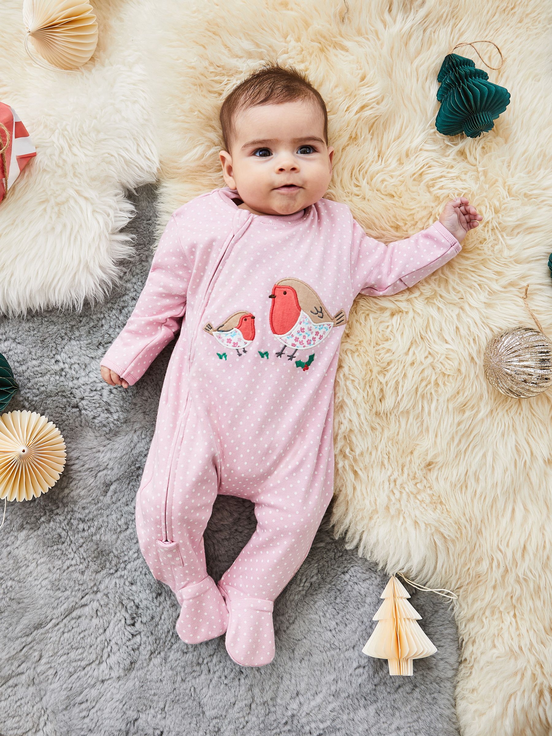 Pink Robin Appliqué Zip Sleepsuit - Image 1 of 4