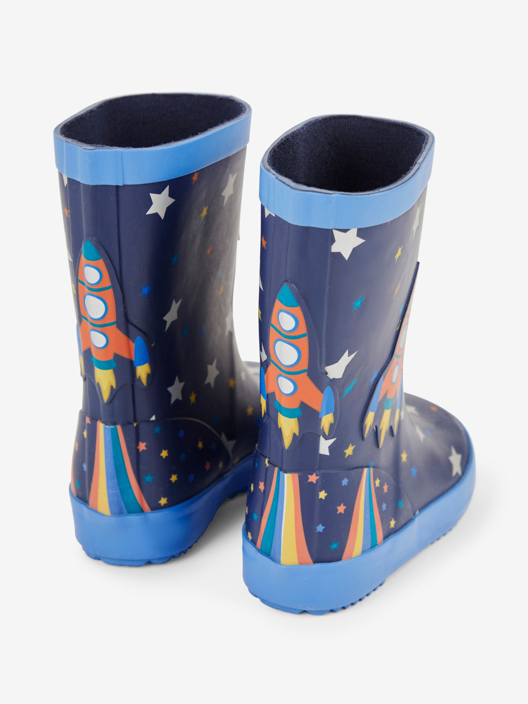 Navy Blue Rocket Printed Lined Wellies - Image 2 of 5