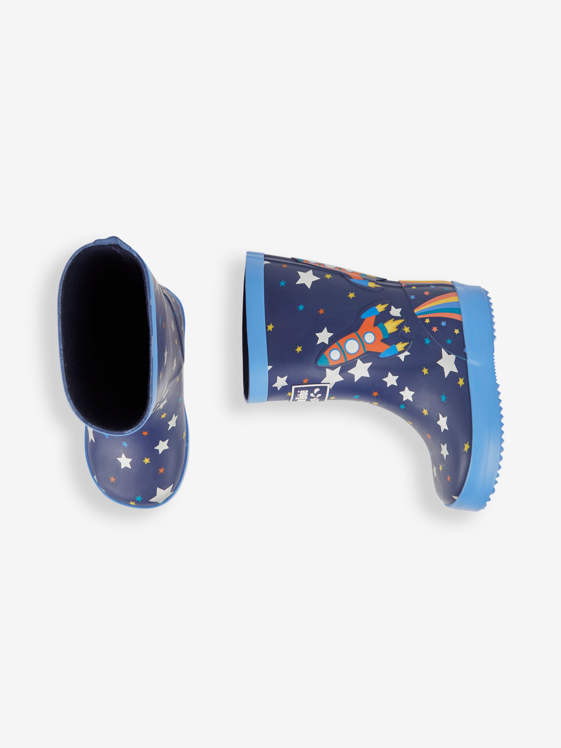 Navy Blue Rocket Printed Lined Wellies - Image 3 of 5