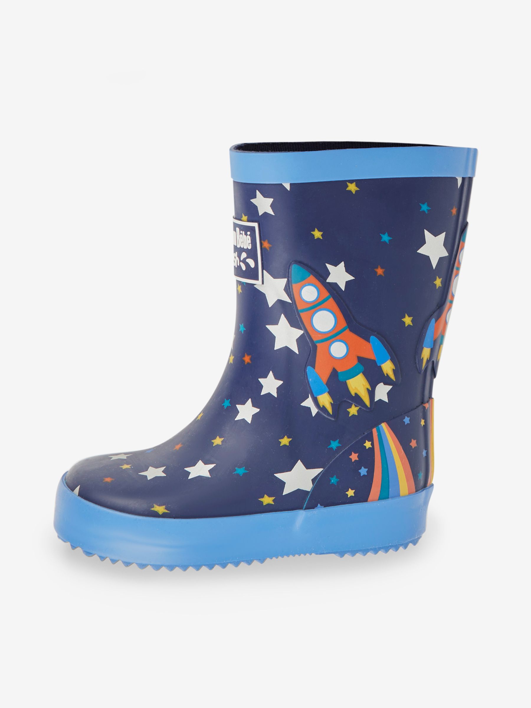 Navy Blue Rocket Printed Lined Wellies - Image 4 of 5