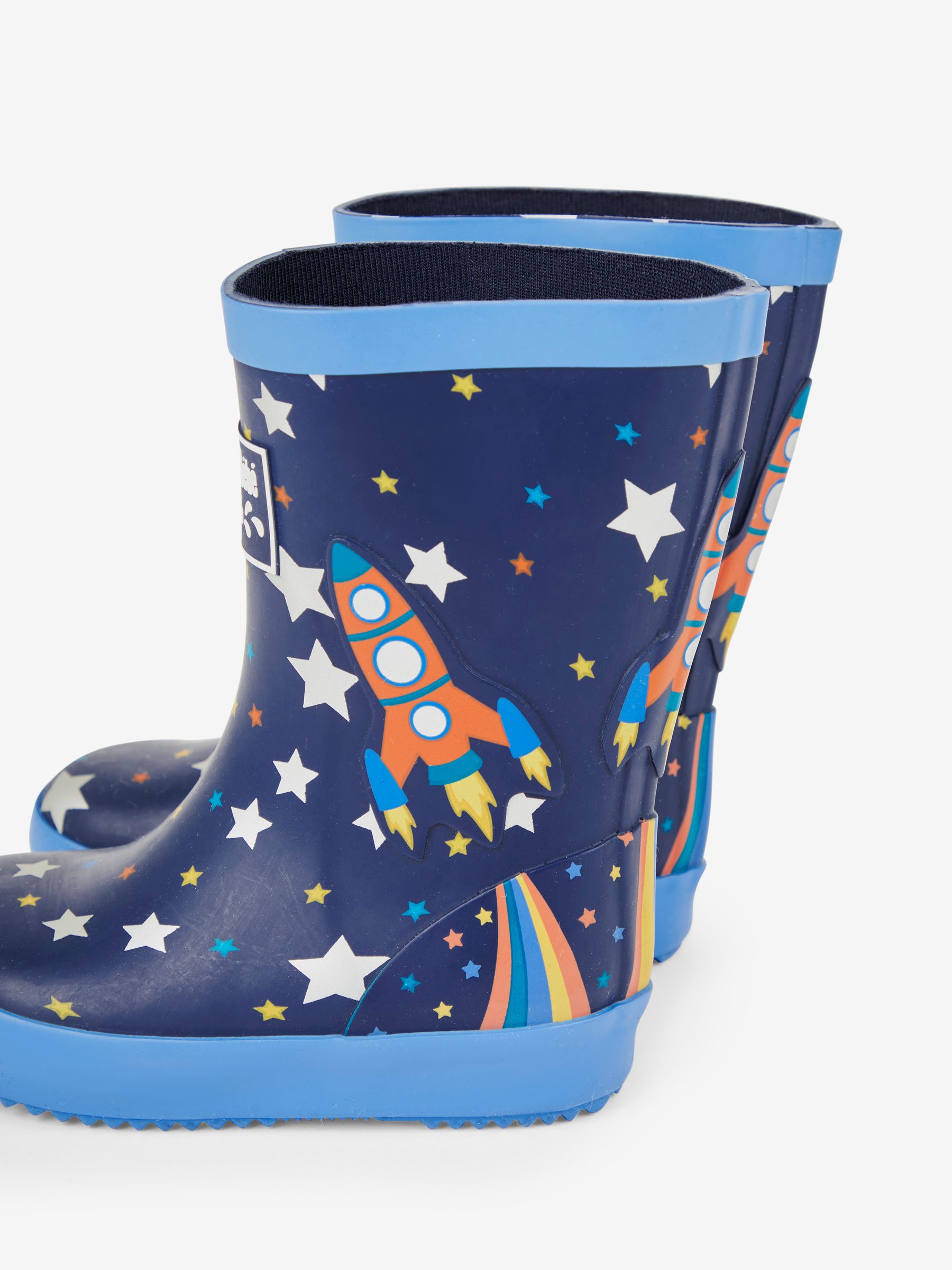 Navy Blue Rocket Printed Lined Wellies - Image 5 of 5