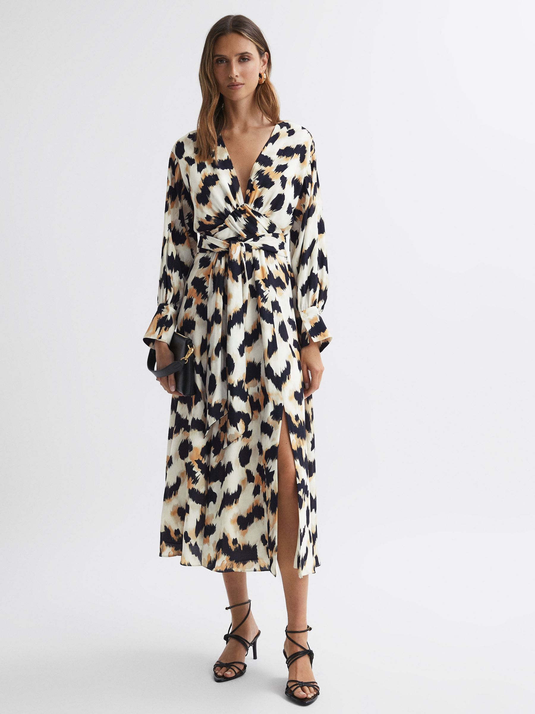 Animal Print Midi Dress in Black/White - Image 3 of 4