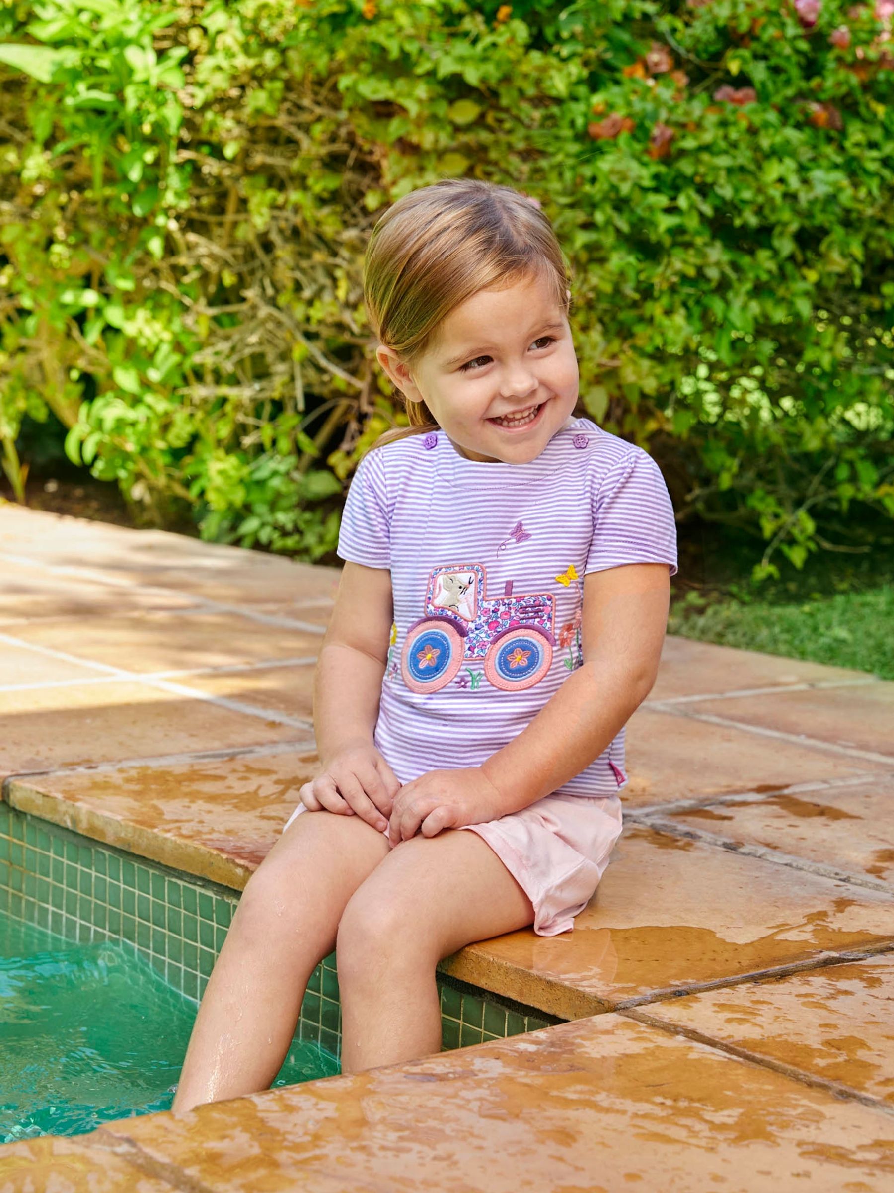Lilac Stripe Tractor Appliqué T-Shirt - Image 1 of 5
