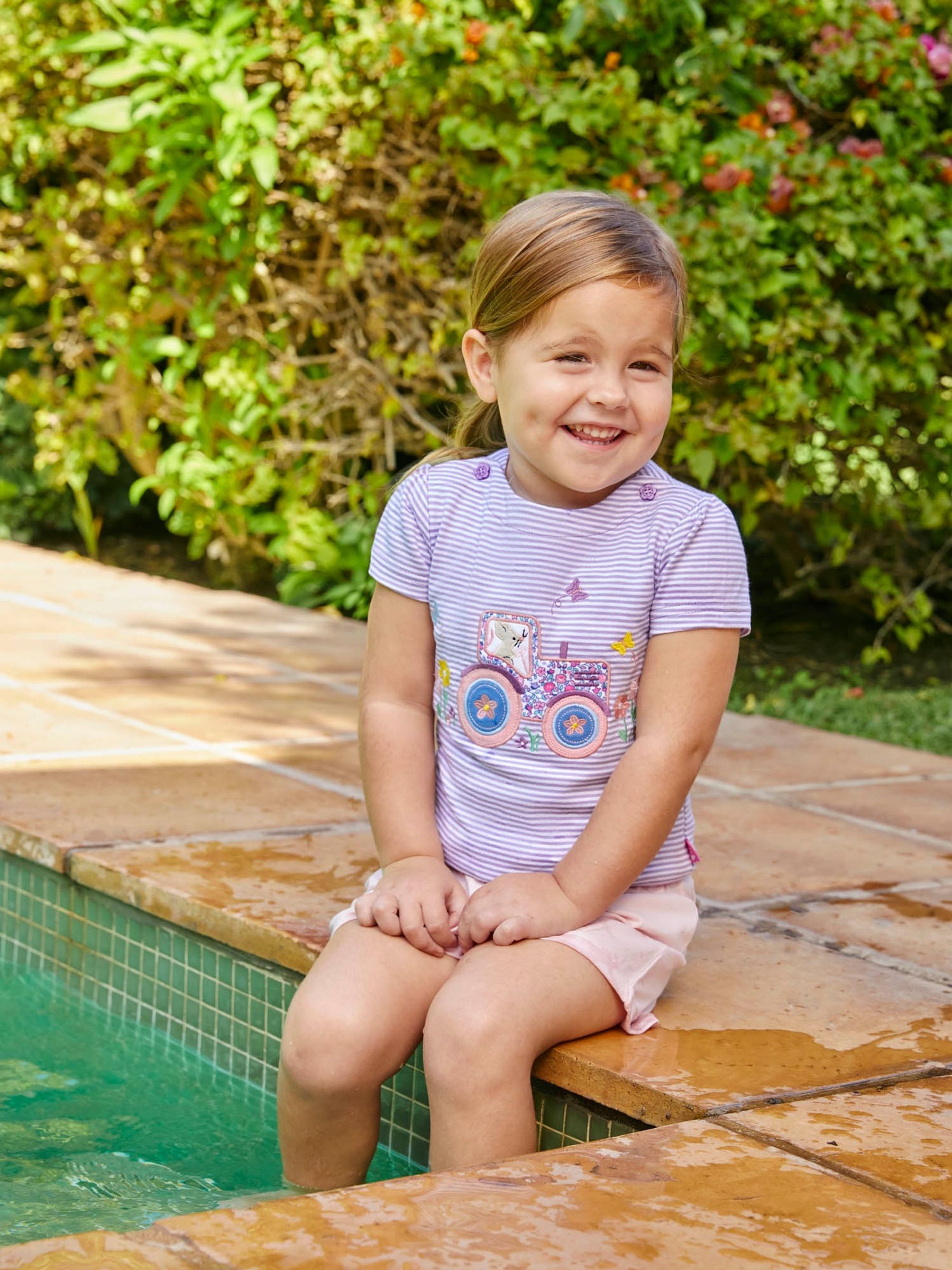 Lilac Stripe Tractor Appliqué T-Shirt - Image 2 of 5