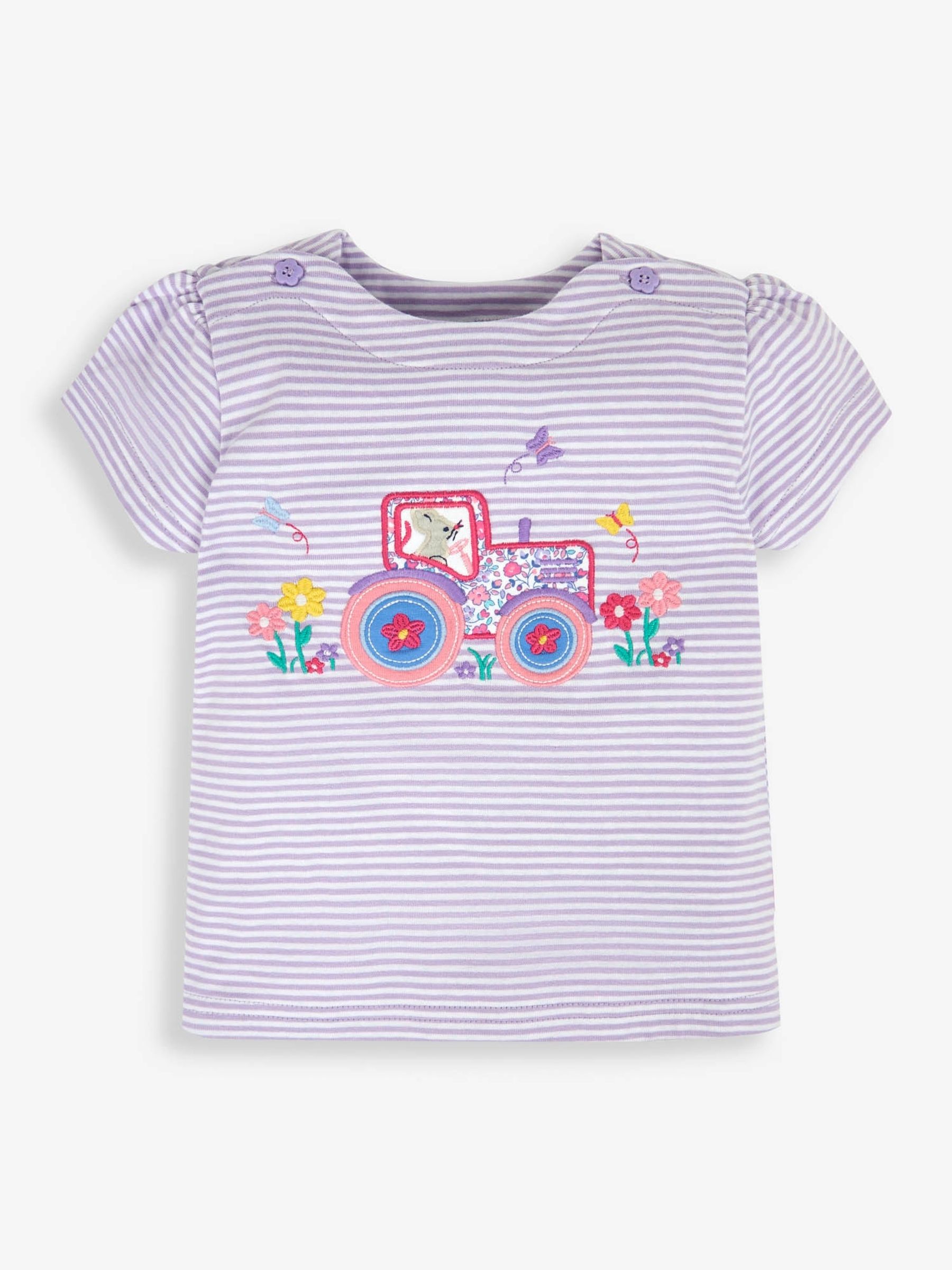 Lilac Stripe Tractor Appliqué T-Shirt - Image 3 of 5