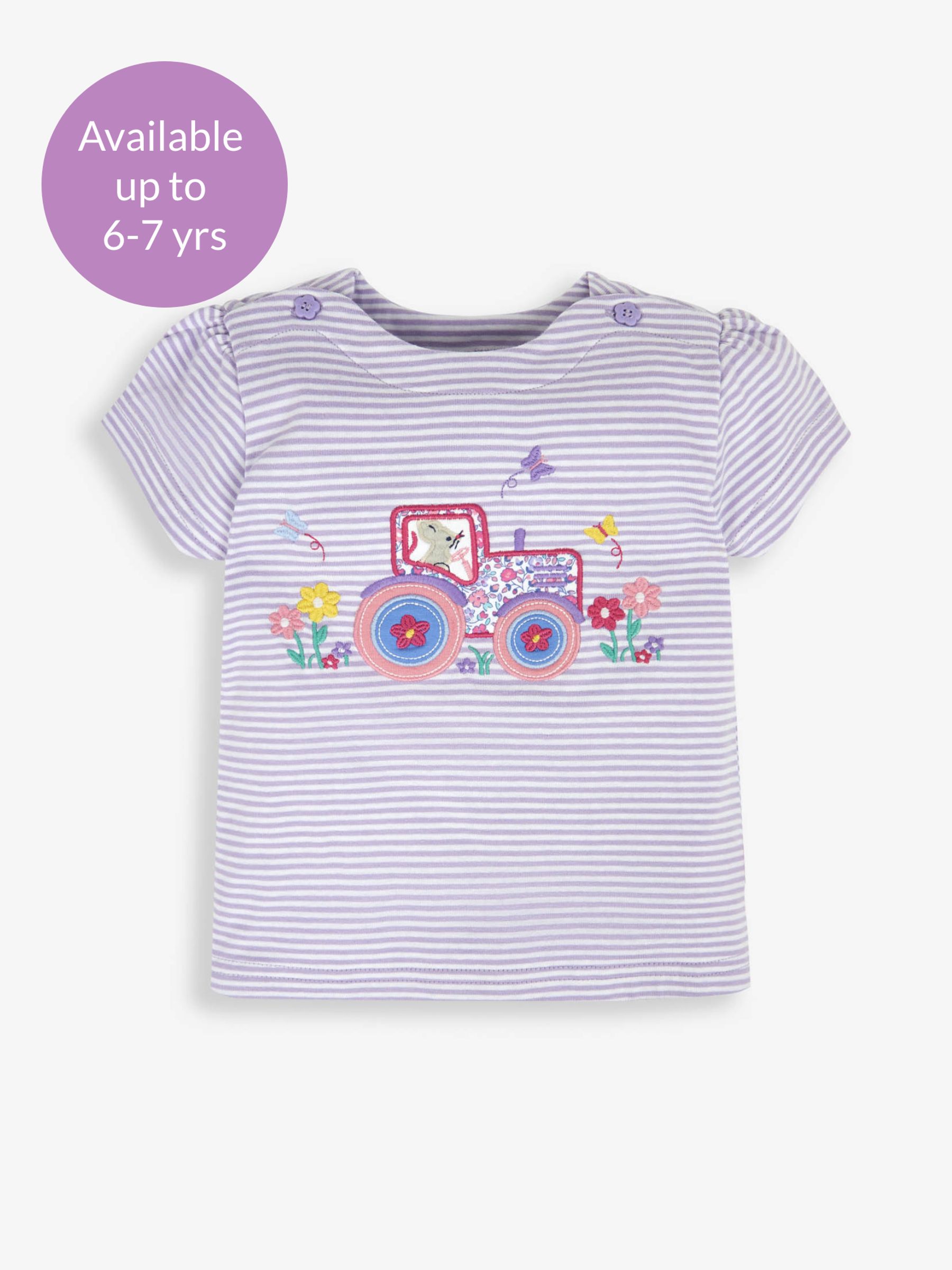 Lilac Stripe Tractor Appliqué T-Shirt - Image 4 of 5