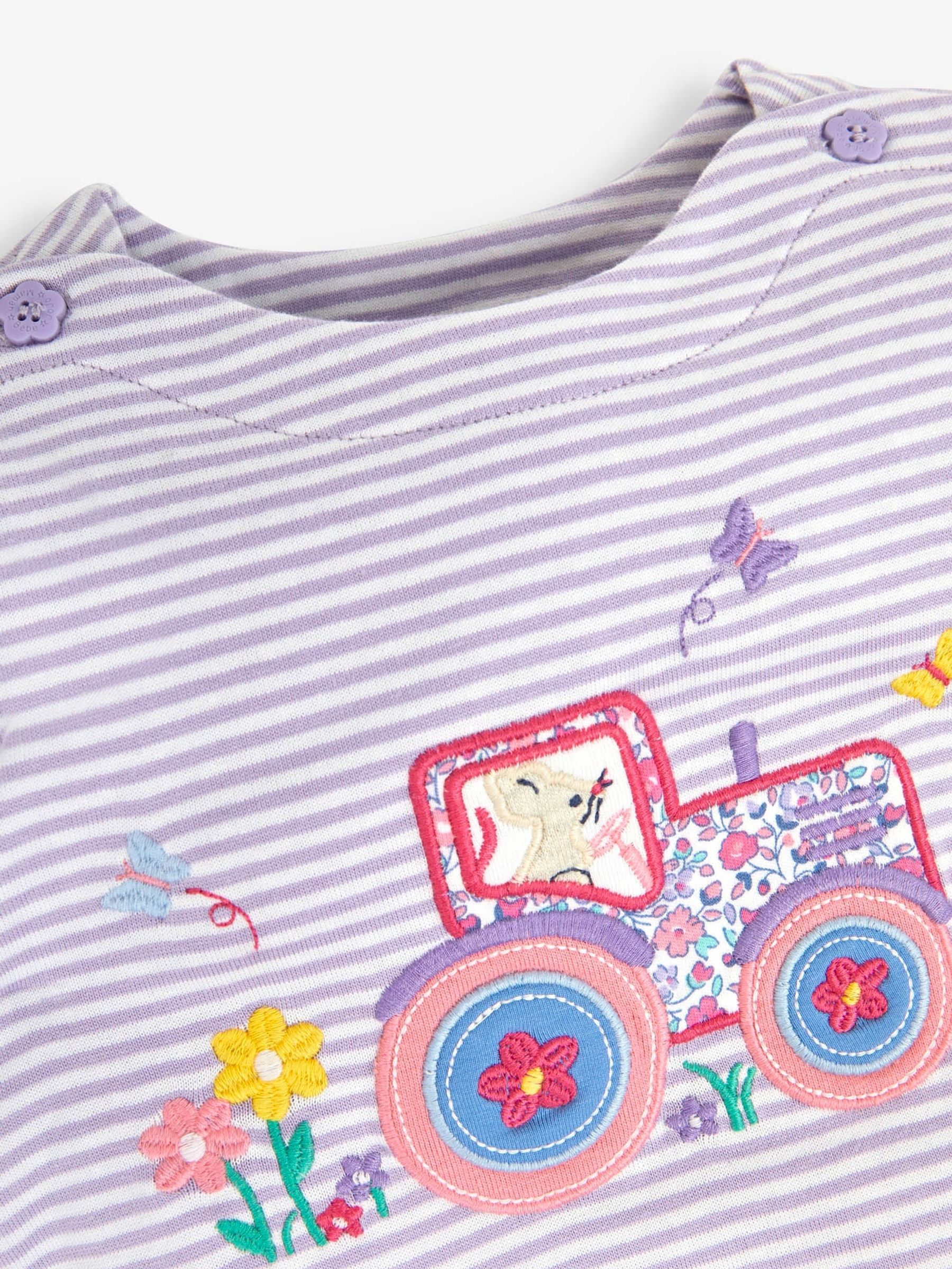 Lilac Stripe Tractor Appliqué T-Shirt - Image 5 of 5