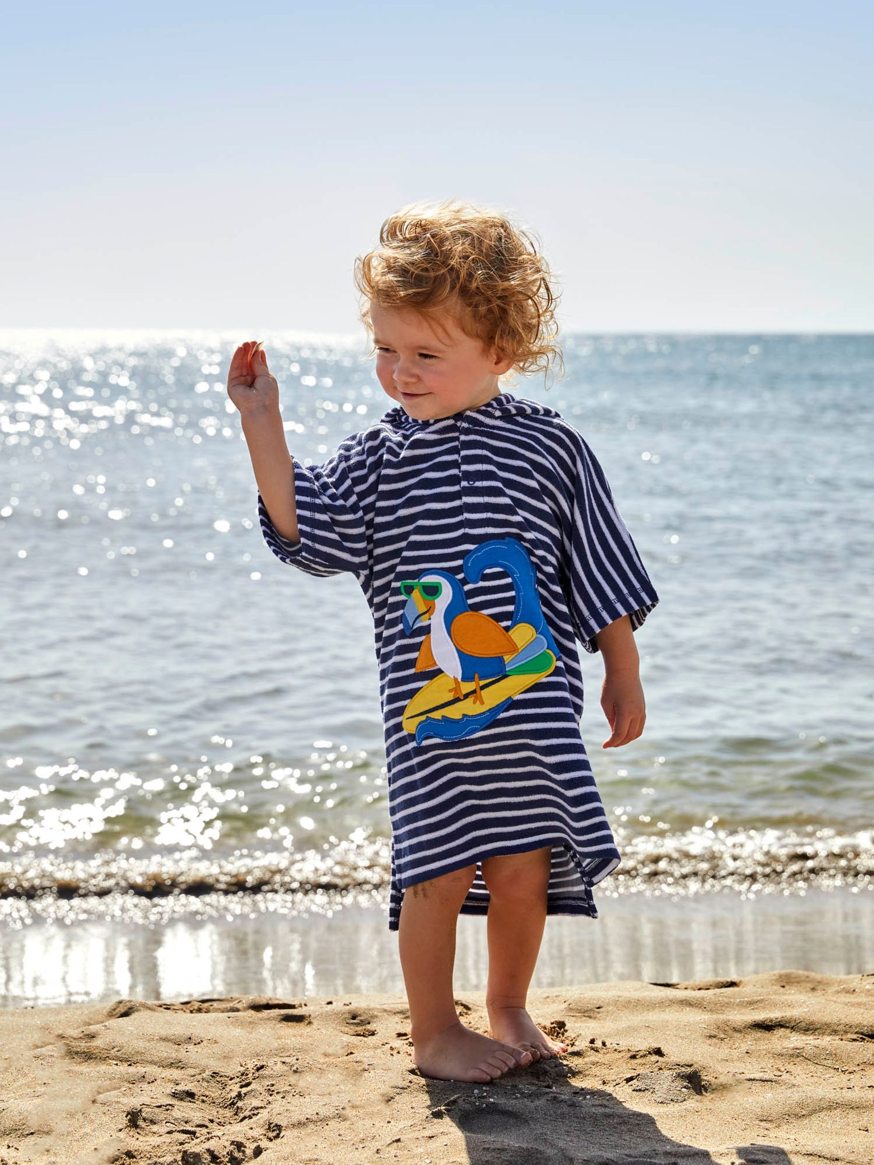 Blue Toucan Towelling Hooded Poncho - Image 1 of 6