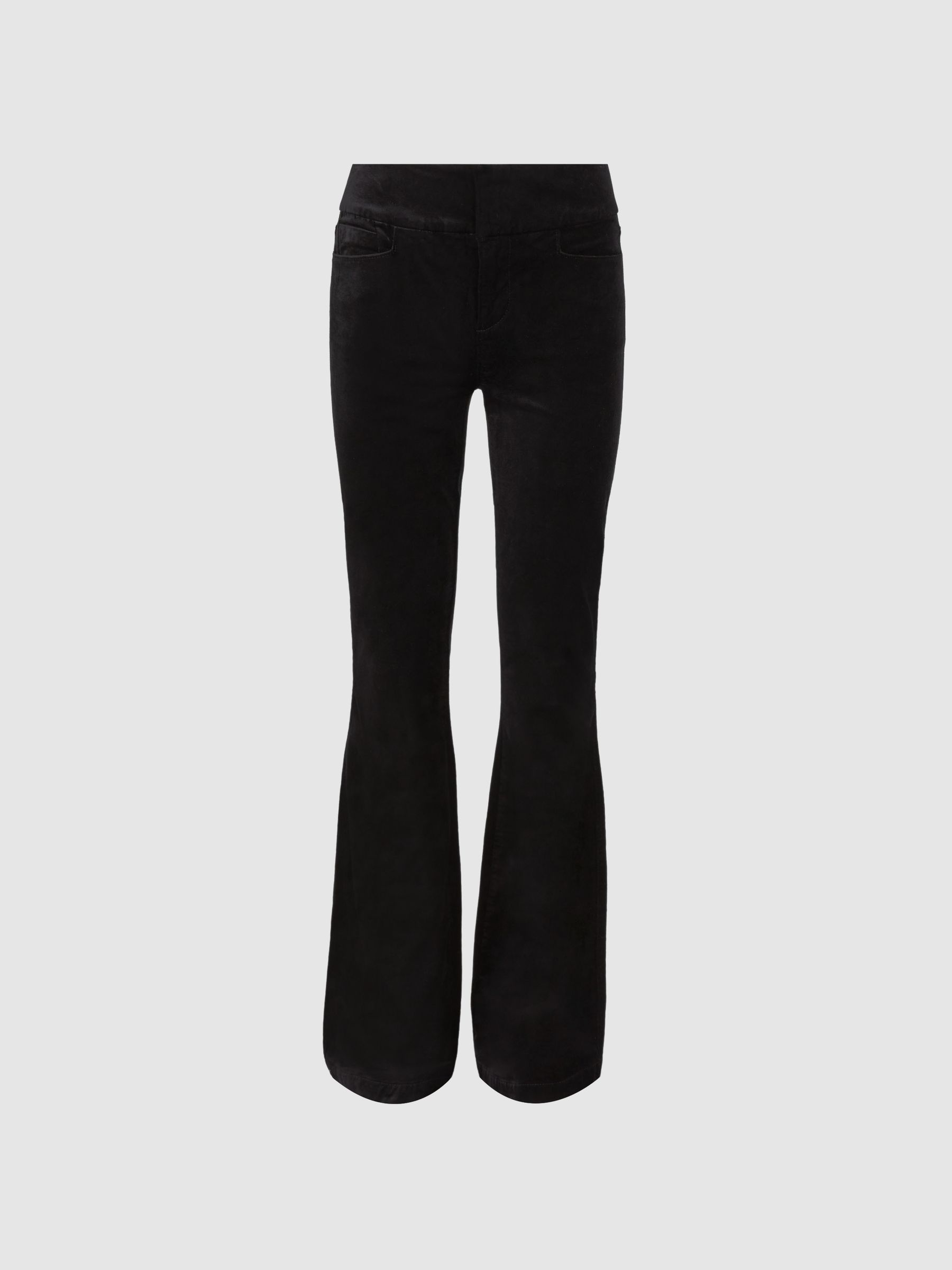 Paige Velvet Flared High Rise Jeans in Black - Image 2 of 5