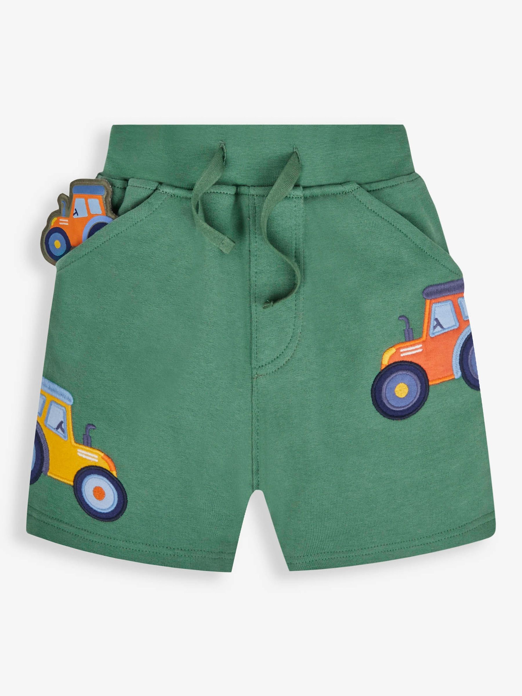 Khaki Tractor Appliqué With Pet In Pocket Shorts - Image 1 of 2