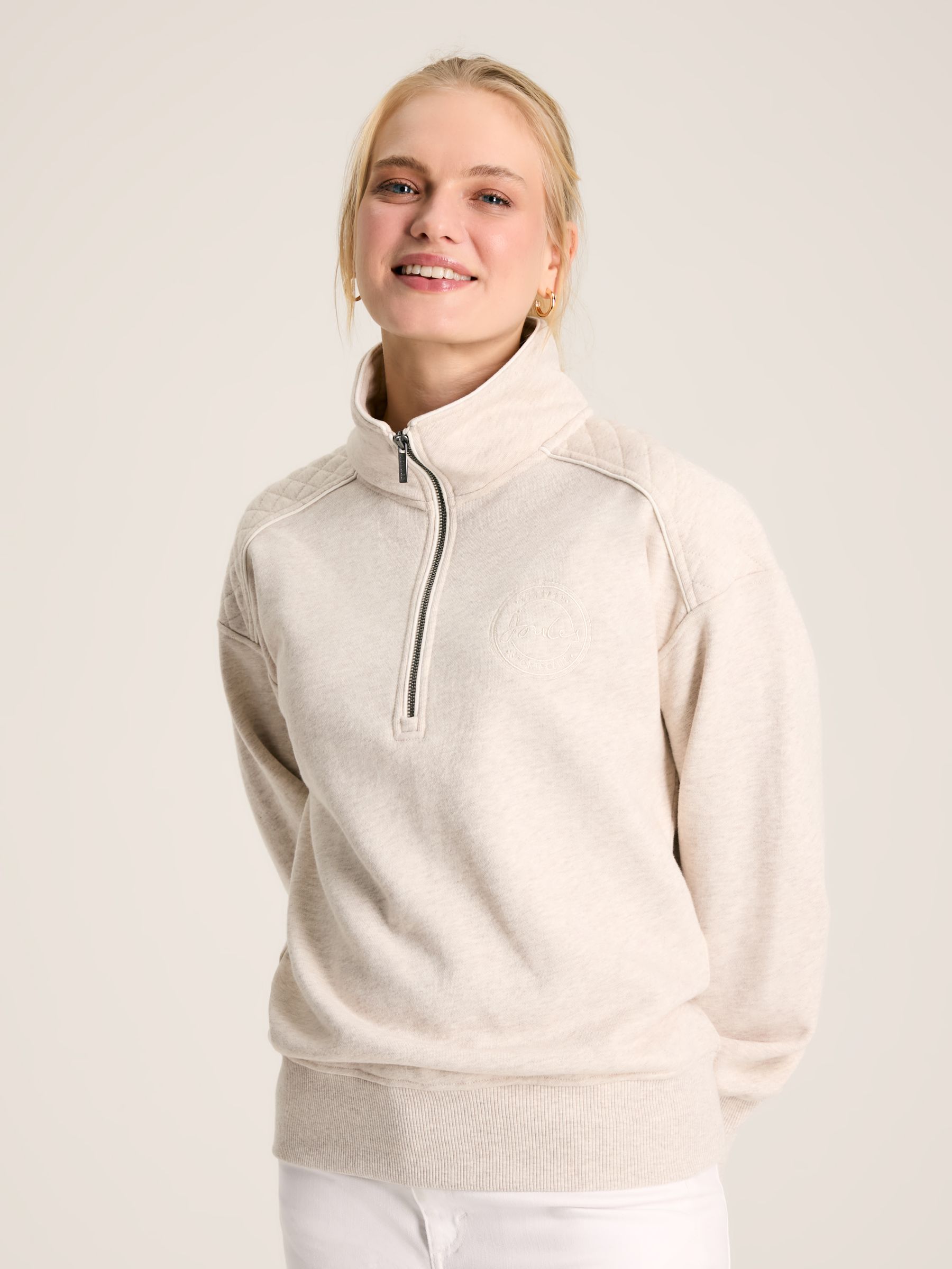 Racquet Oat marl Cotton Quarter Zip Sweatshirt - Image 1 of 7