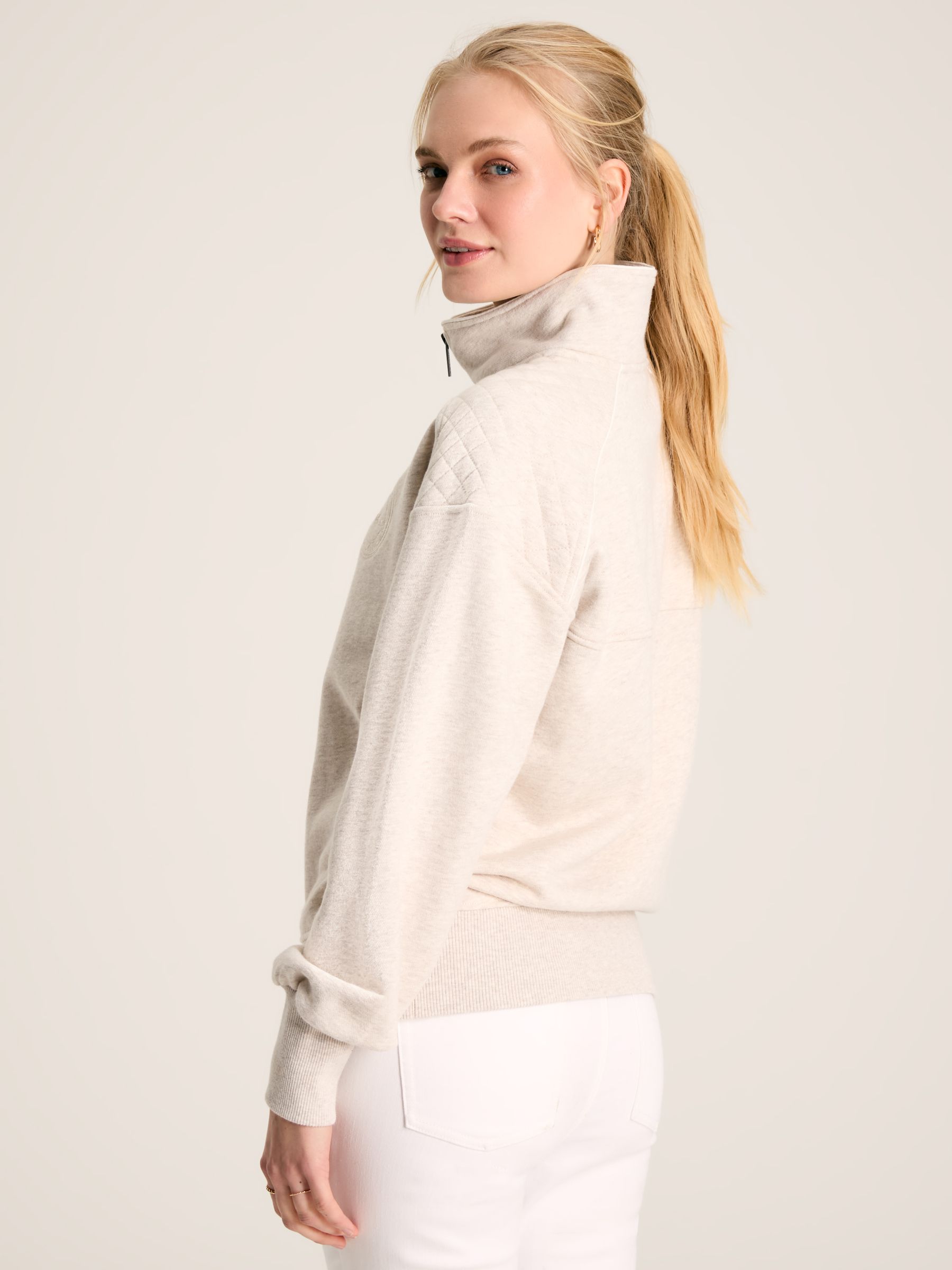 Racquet Oat marl Cotton Quarter Zip Sweatshirt - Image 2 of 7