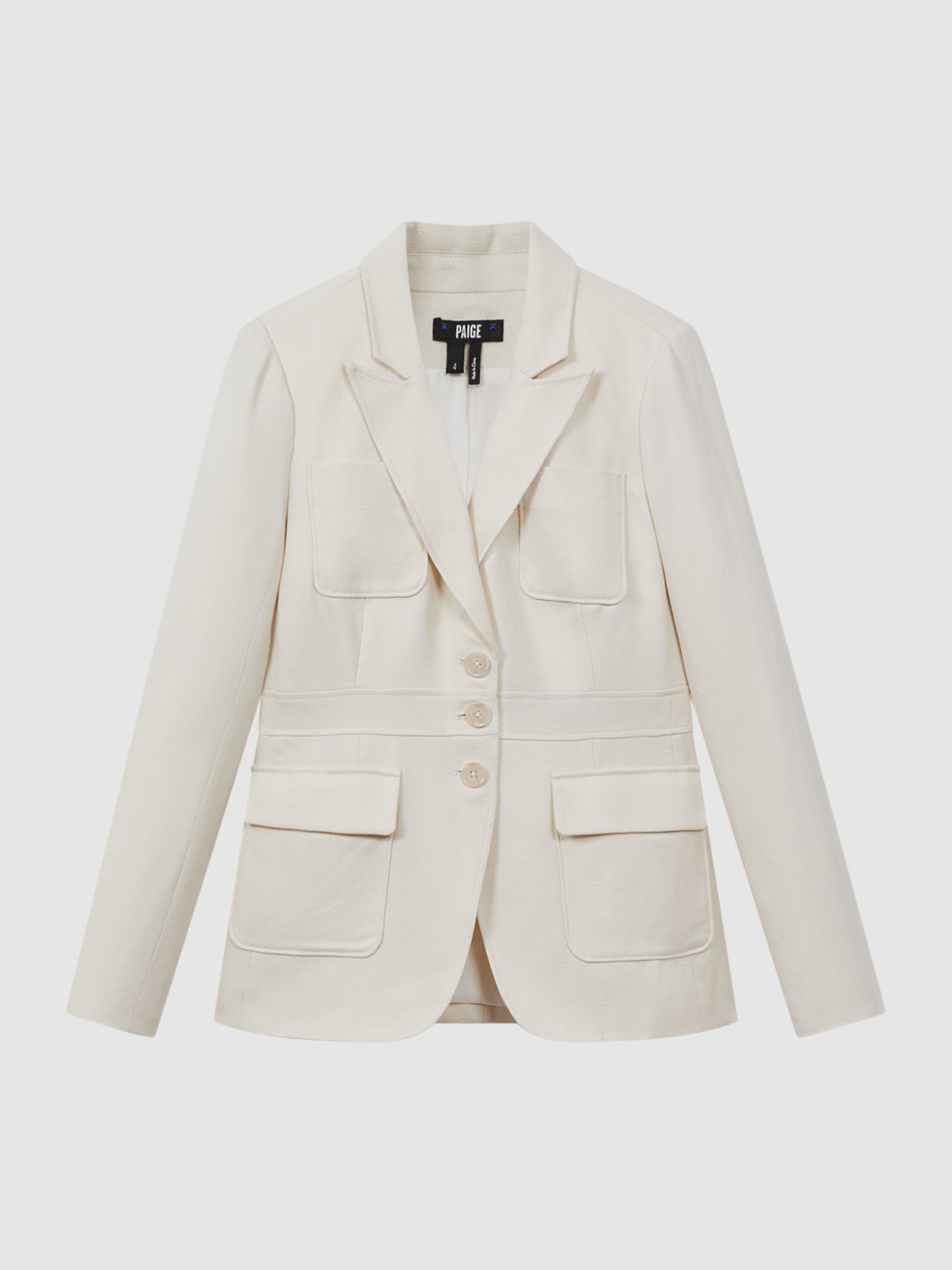 Paige Single Breasted Blazer in Ivory - Image 2 of 5