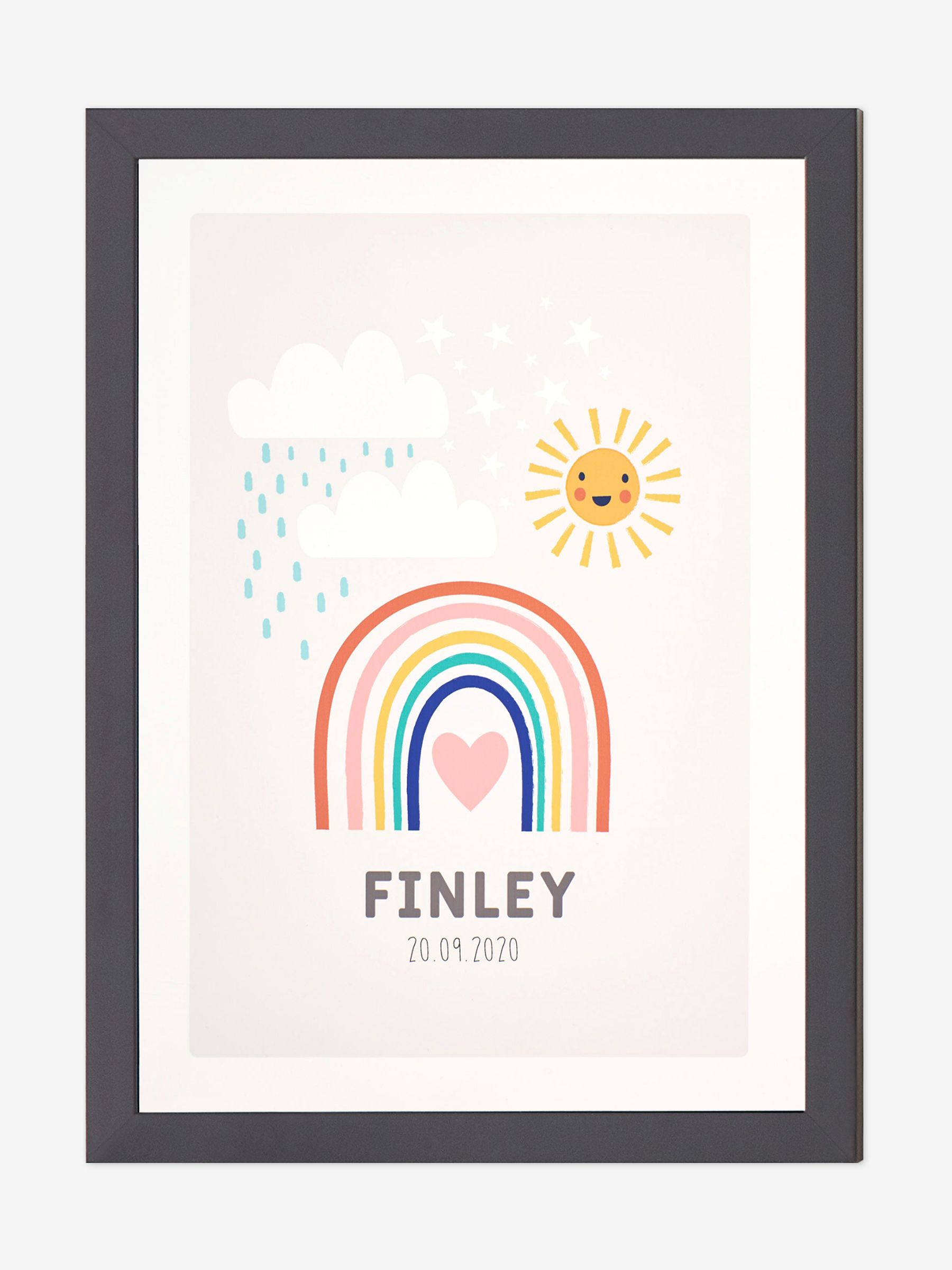 Black Personalised & Framed Rainbow Print - Image 1 of 1