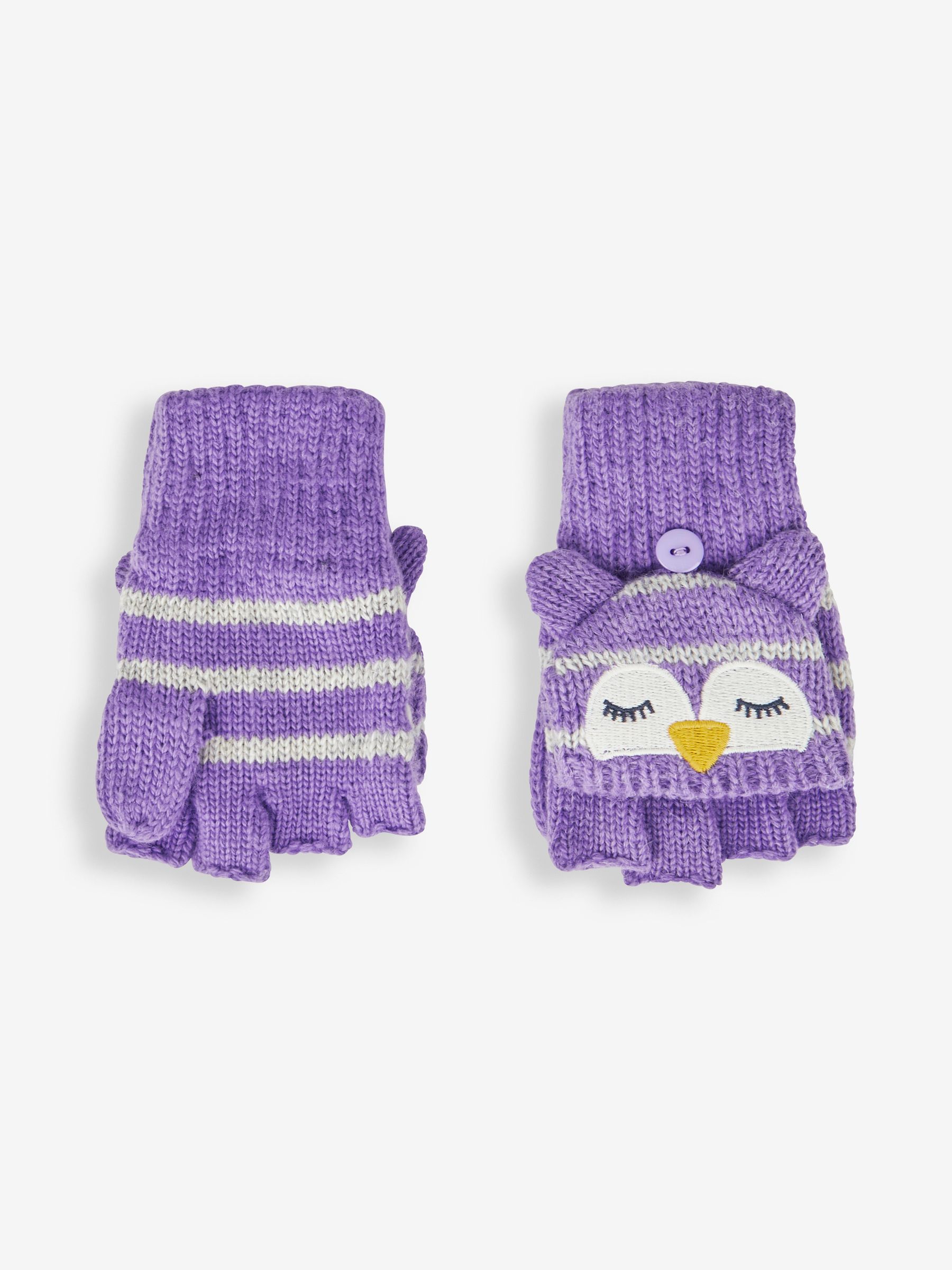 Lilac Girls' Owl Striped Gloves - Image 2 of 3