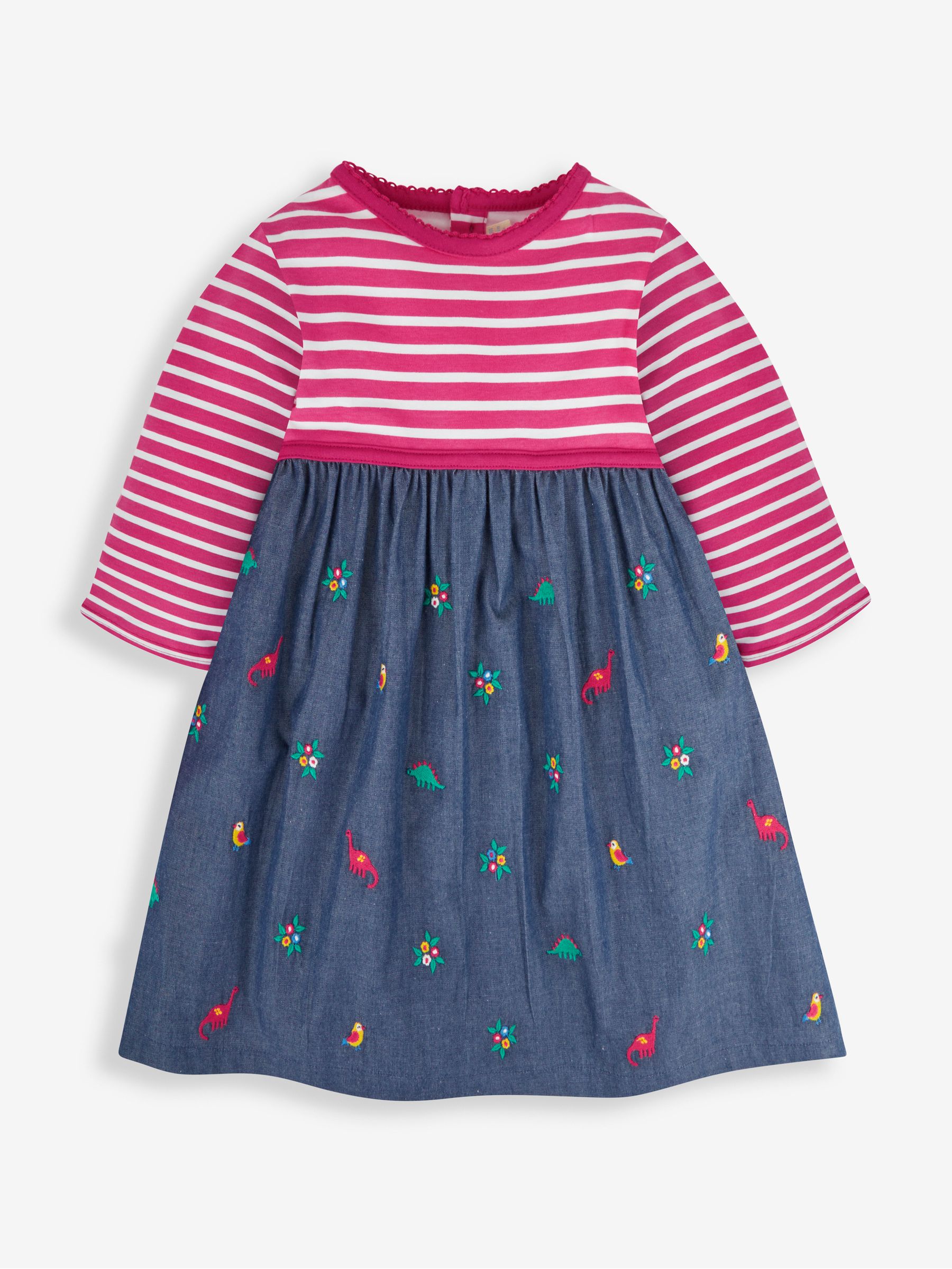 Chambray Dino & Bird Embroidered Mix & Match Dress - Image 1 of 3