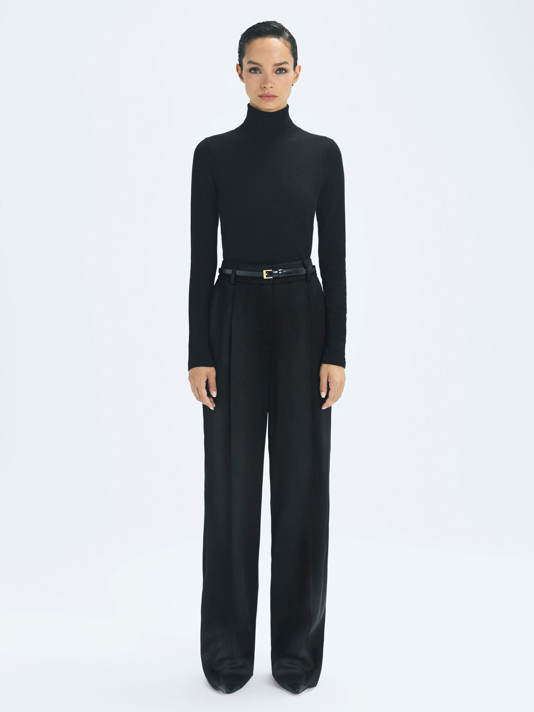 Duchess Satin Wide Leg Trousers in Black - Image 1 of 6 Duchess Satin Wide Leg Trousers in Black - Image 1 of 6