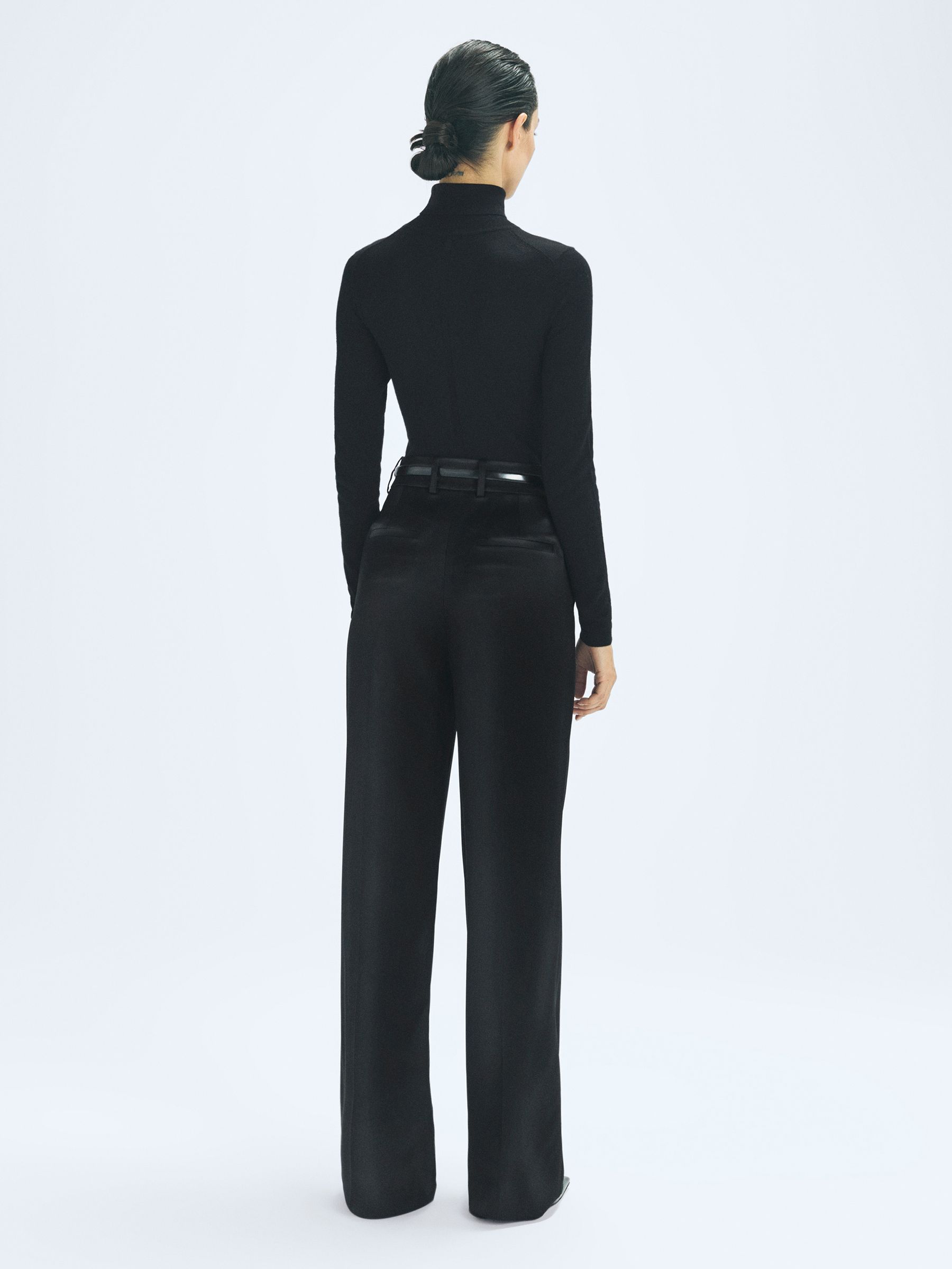 Duchess Satin Wide Leg Trousers in Black - Image 5 of 6