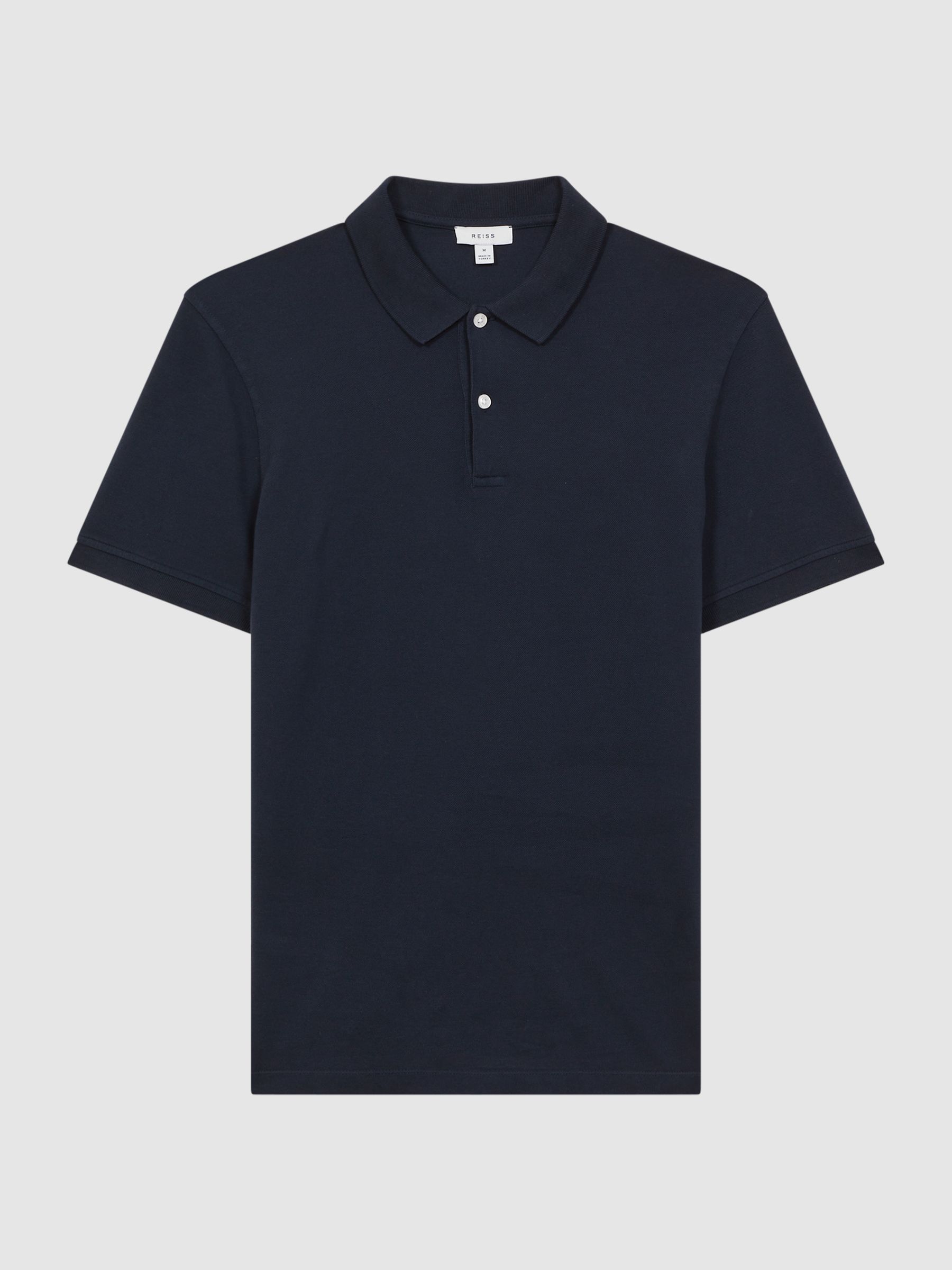 Slim Fit Garment Dye Polo Shirt in Navy - Image 2 of 4