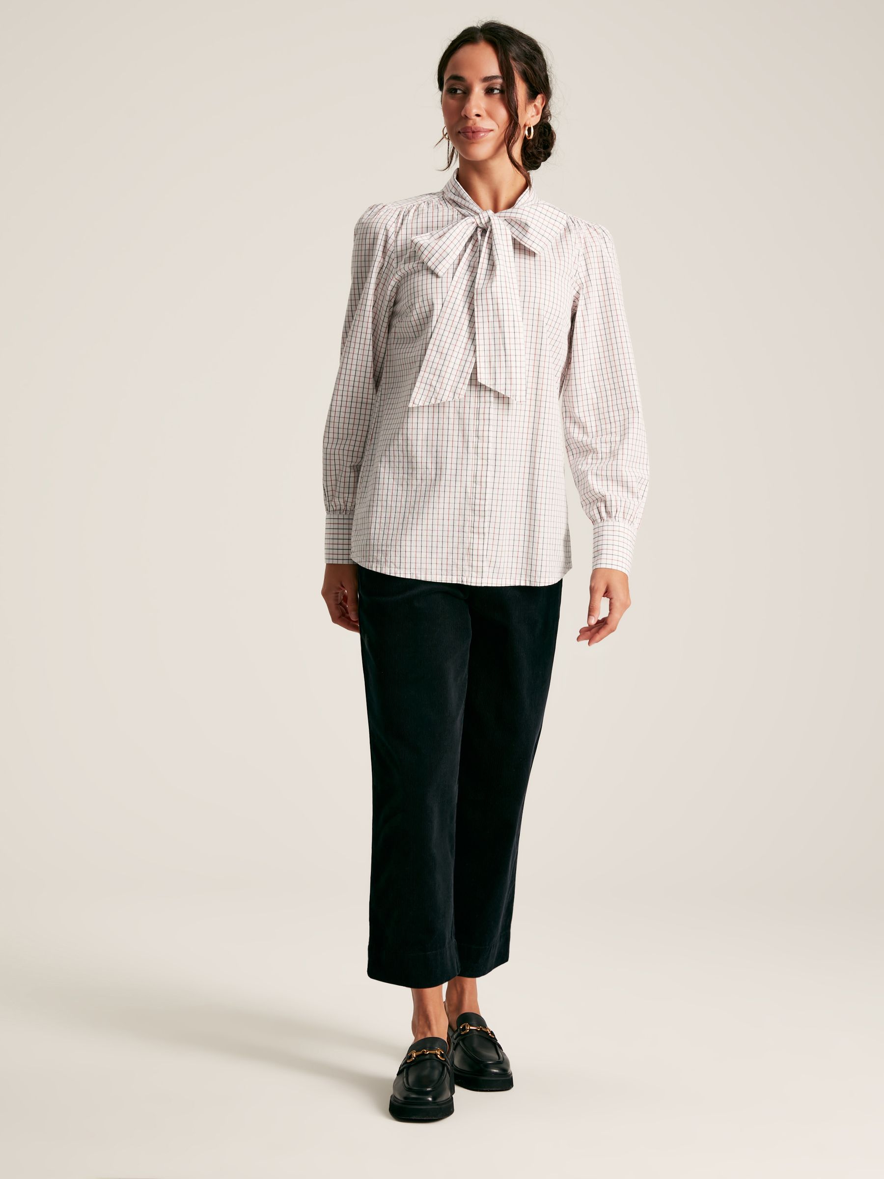 Everly Multi Check Tie Neck Blouse - Image 2 of 4