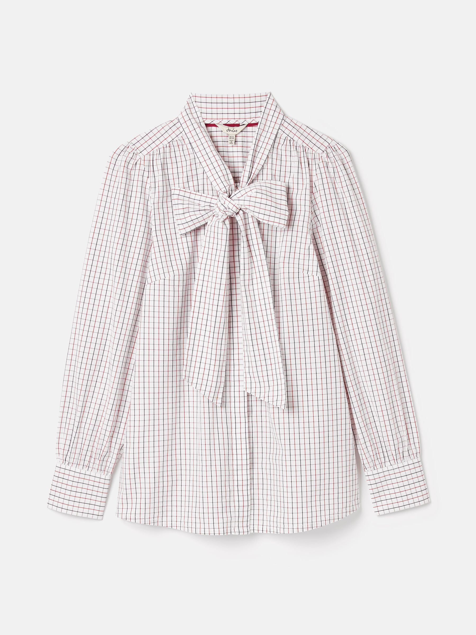 Everly Multi Check Tie Neck Blouse - Image 5 of 5 Everly Multi Check Tie Neck Blouse - Image 5 of 5