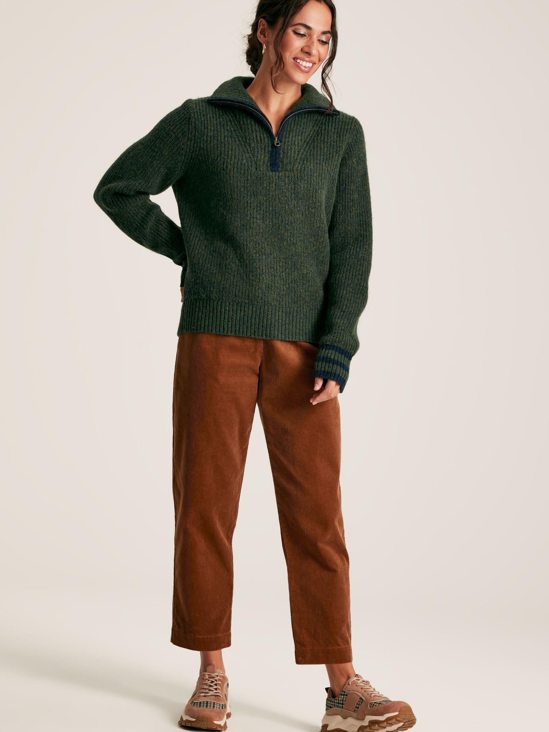 Jada Dark Green Quarter Zip Rib Knit Jumper - Image 3 of 7