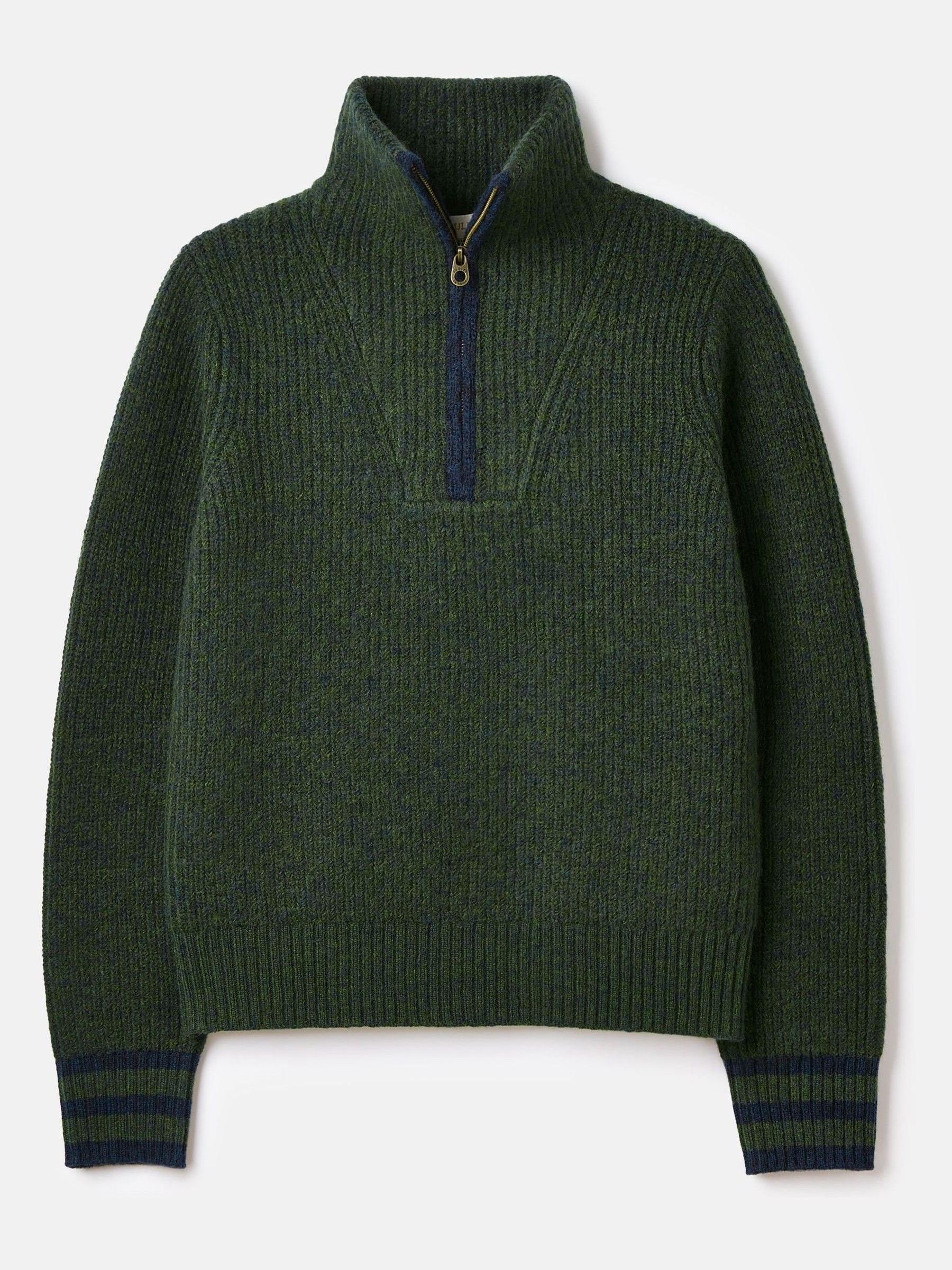 Jada Dark Green Quarter Zip Rib Knit Jumper - Image 7 of 7