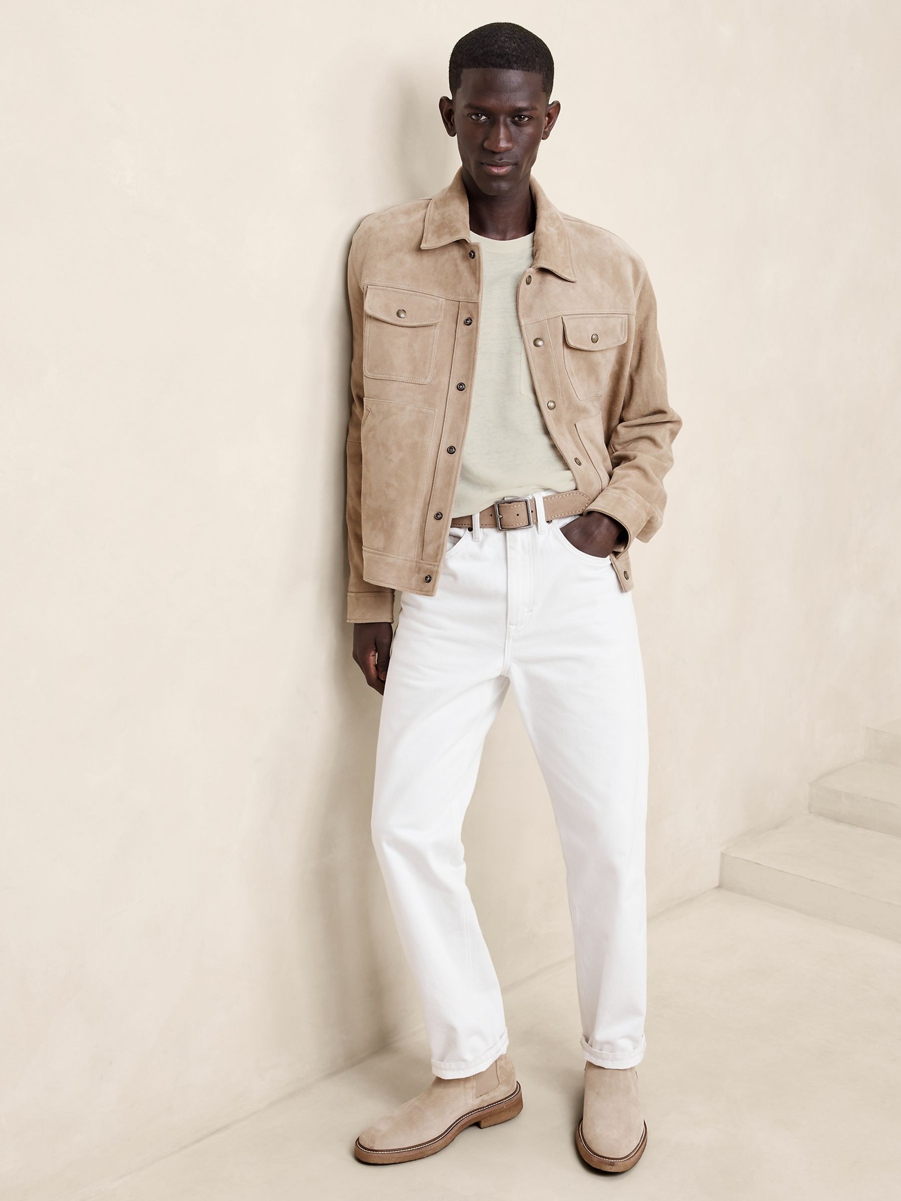 Banana Republic Brown Linen French Terry T-Shirt - Image 3 of 4