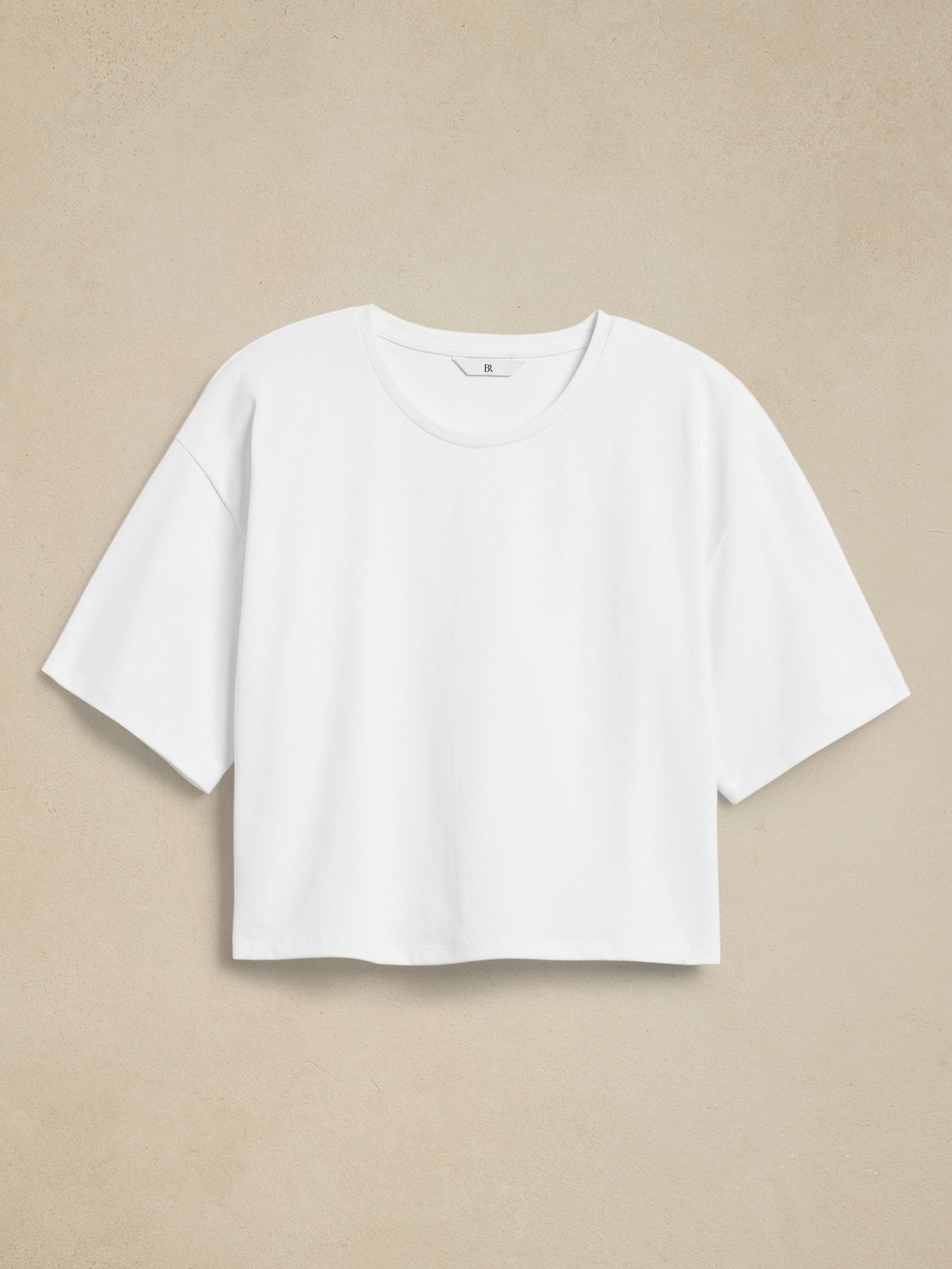 Banana Republic White Heavy Cotton Boxy Crop T-Shirt - Image 4 of 4