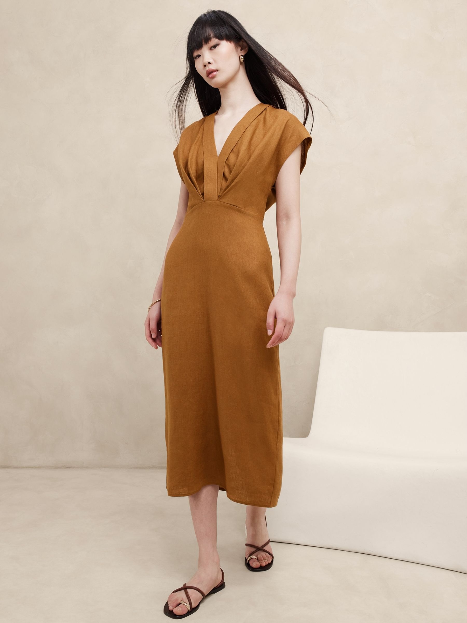 Banana Republic White Mari Draped Maxi Dress - Image 1 of 4