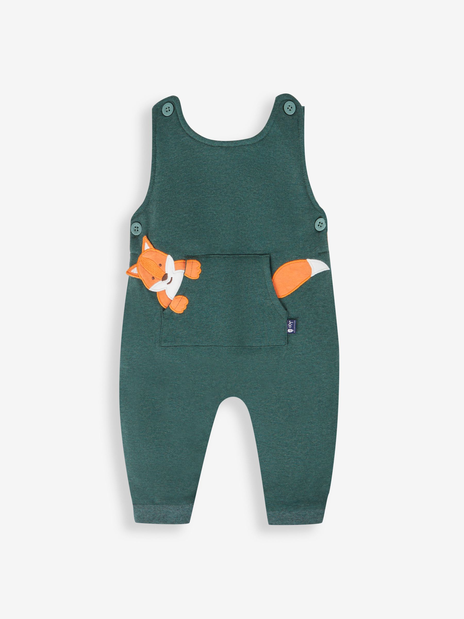 Marl Green Fox Boys' Sausage Dog Appliqué Pocket Dungarees & Top Set - Image 2 of 6