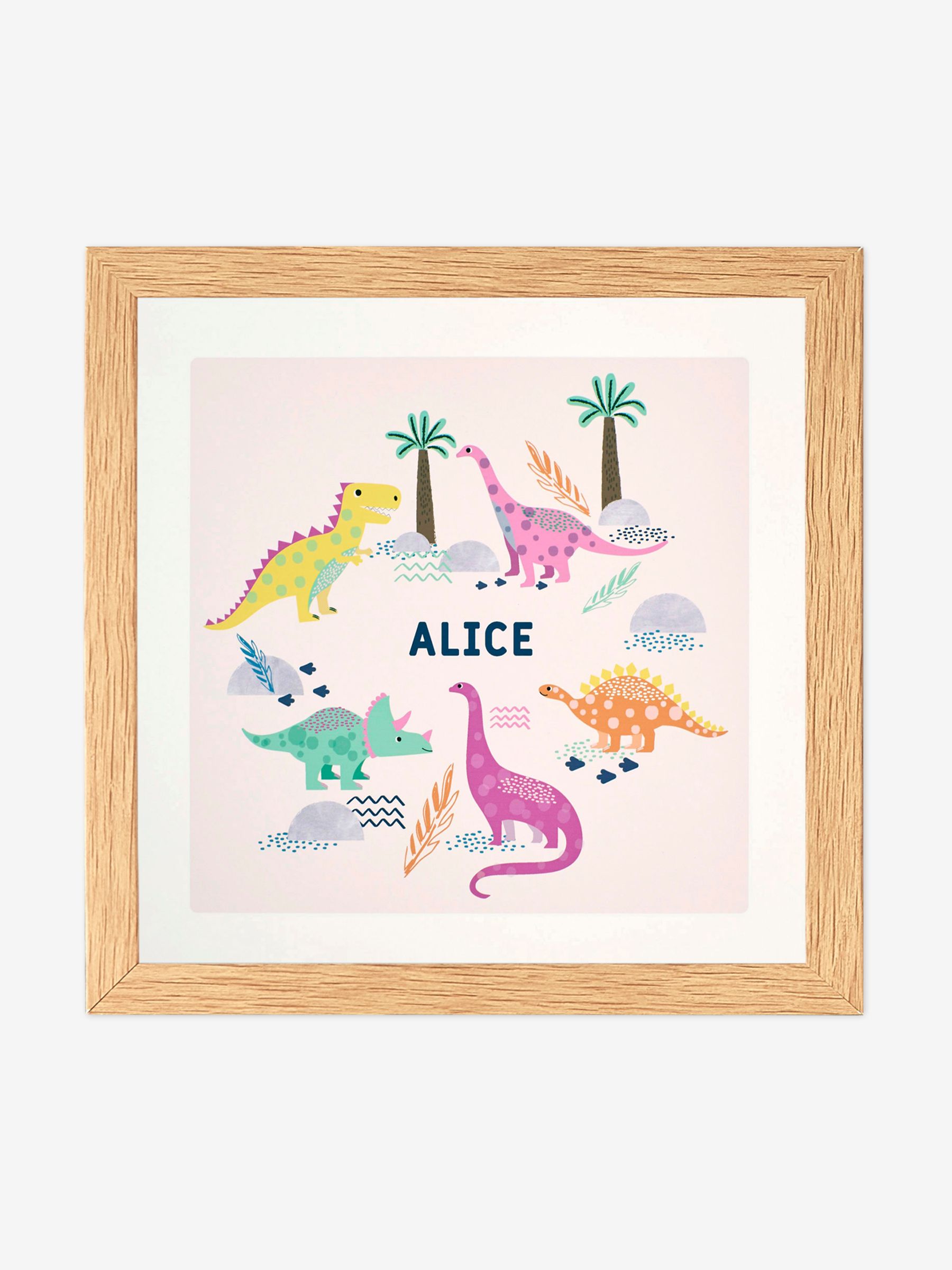 Oak Personalised & Framed Dinosaur Print - Image 1 of 1