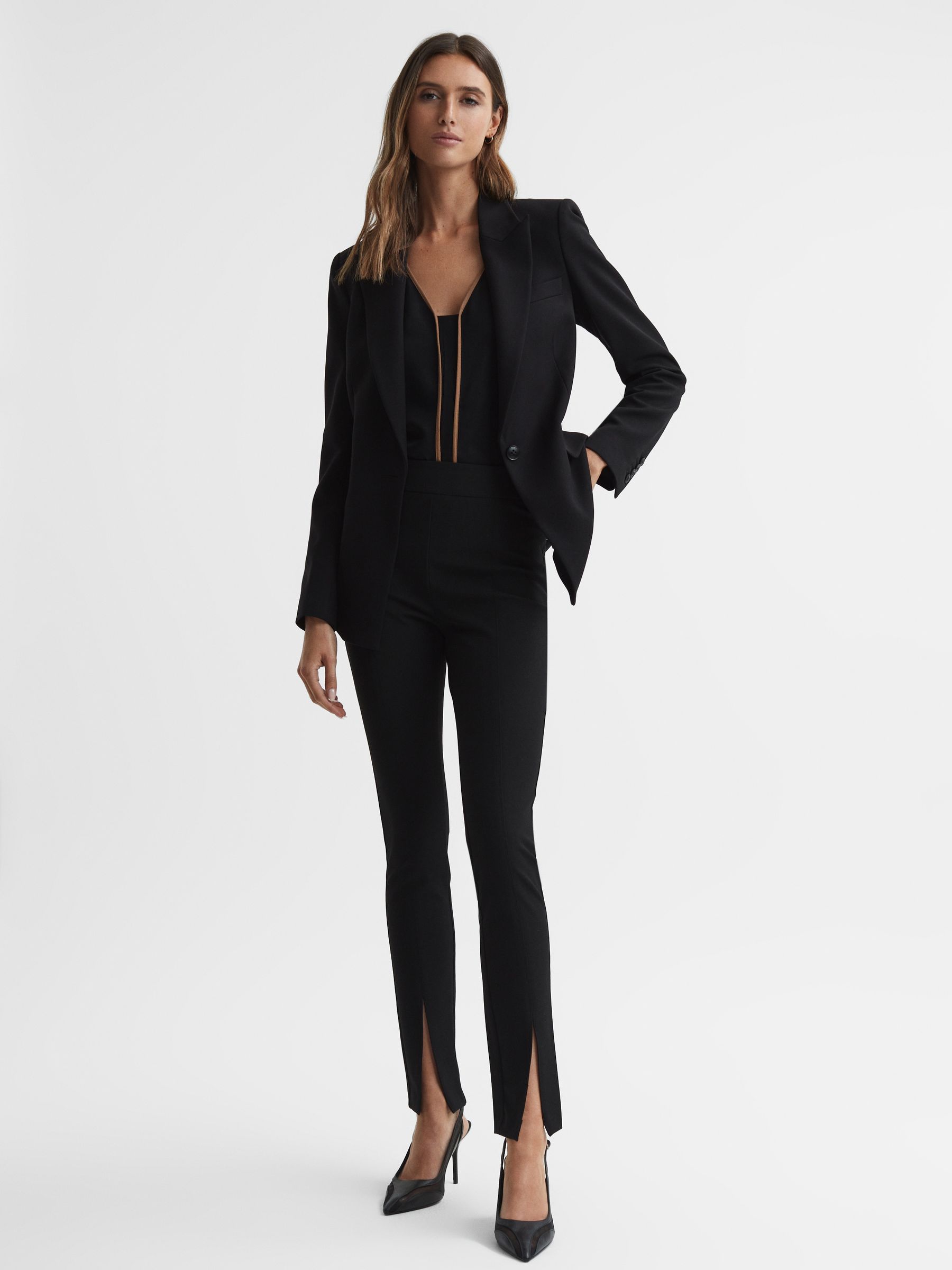 Sleeveless V-Neck Vest in Black/Camel - Image 5 of 5