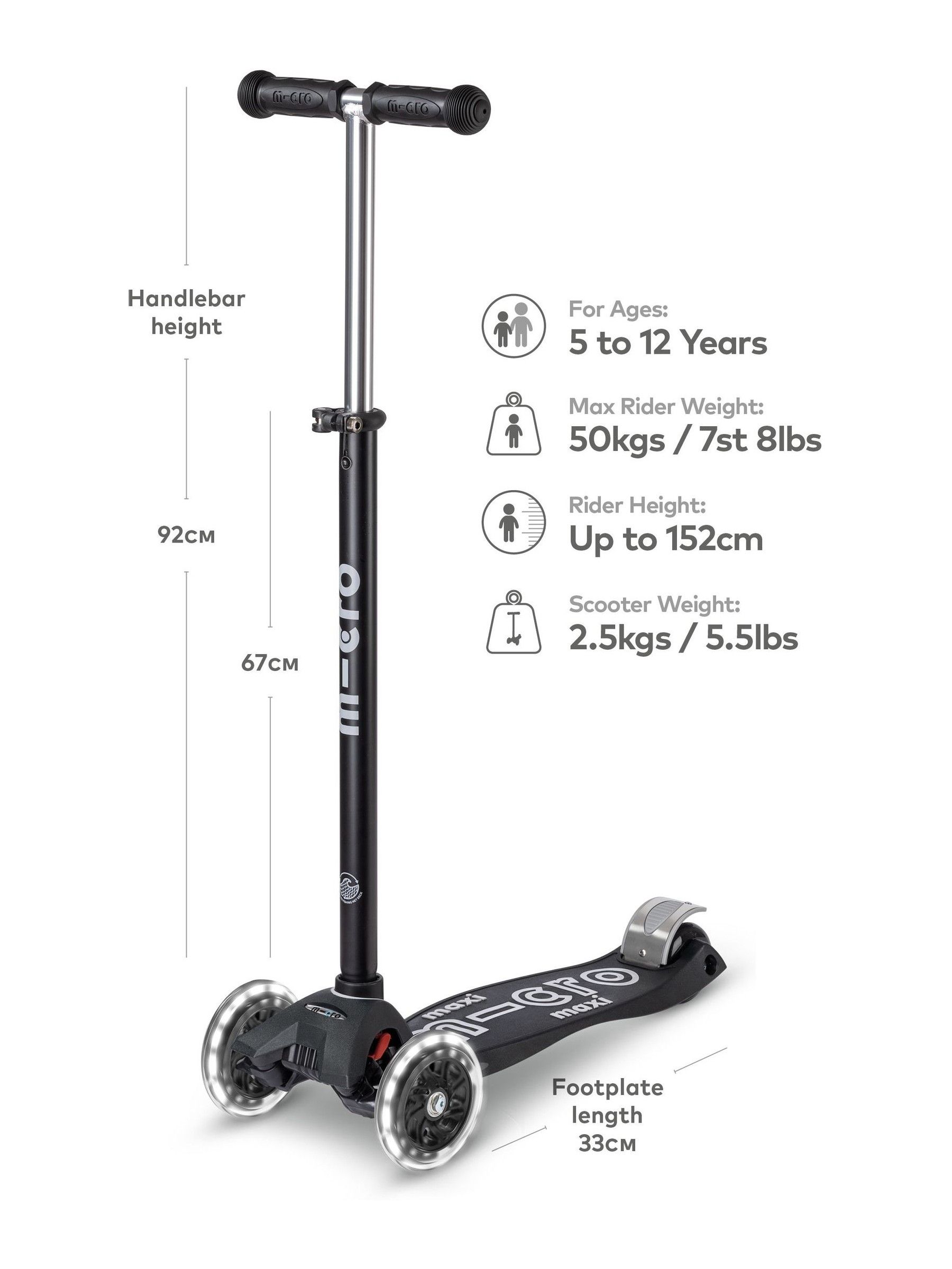 Micro Scooters Black Led Maxi Scooter - Image 7 of 10