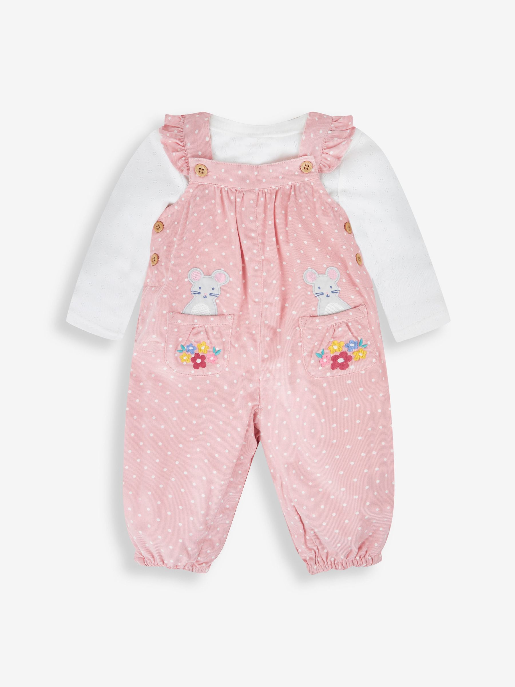 Pink Mouse Appliqué Cord Dungarees & Top Set - Image 1 of 5