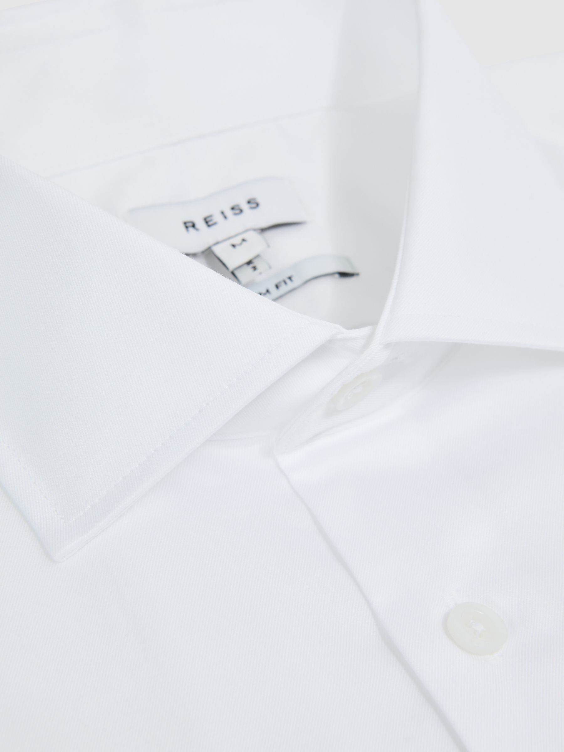 Slim Fit Cotton Cutaway Collar Shirt in White - Image 6 of 7