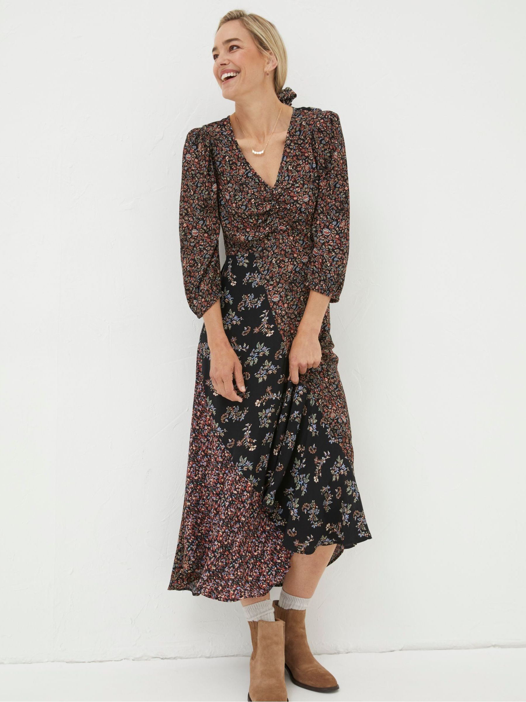 Black Nate Craft Floral Midi Dress - Image 1 of 5