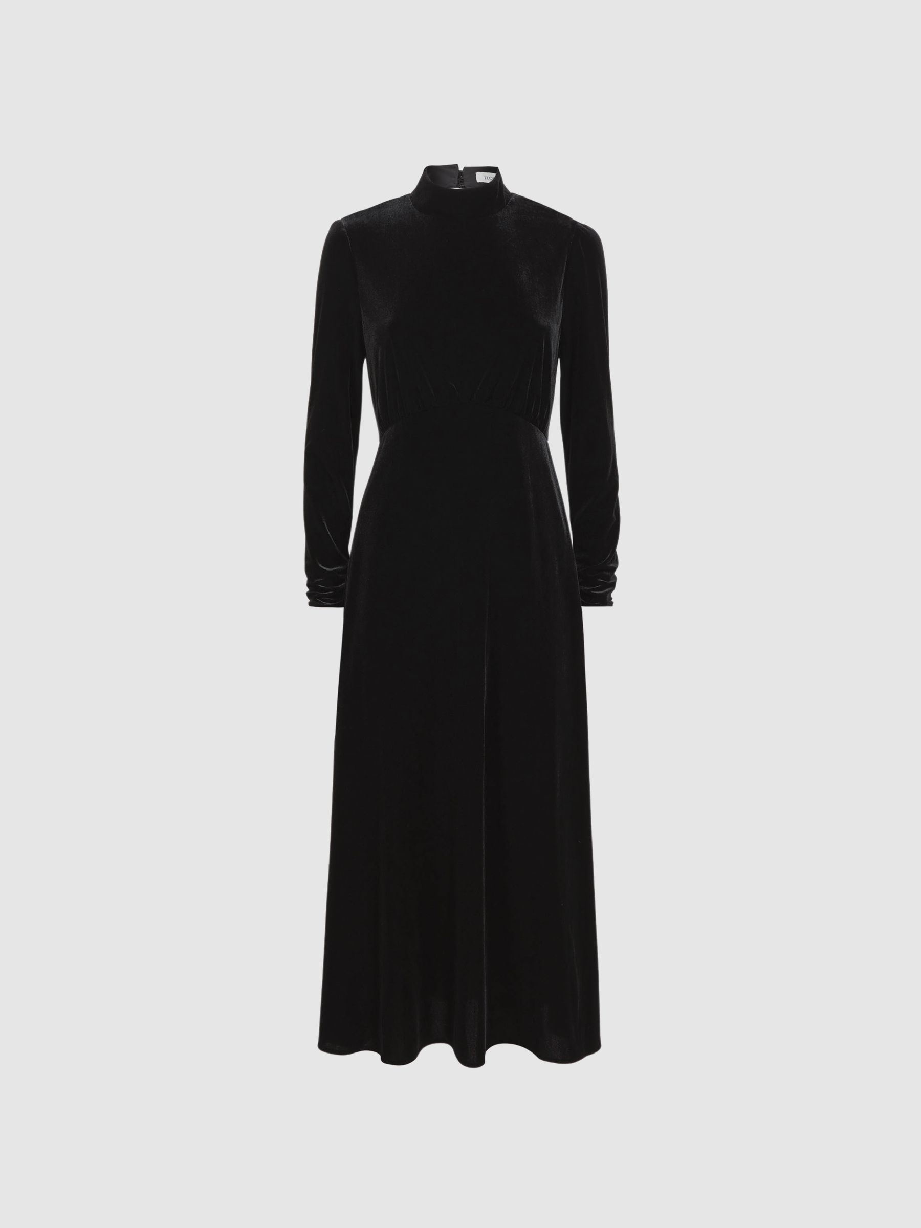 Florere Velvet Midi Dress in Black - Image 2 of 5