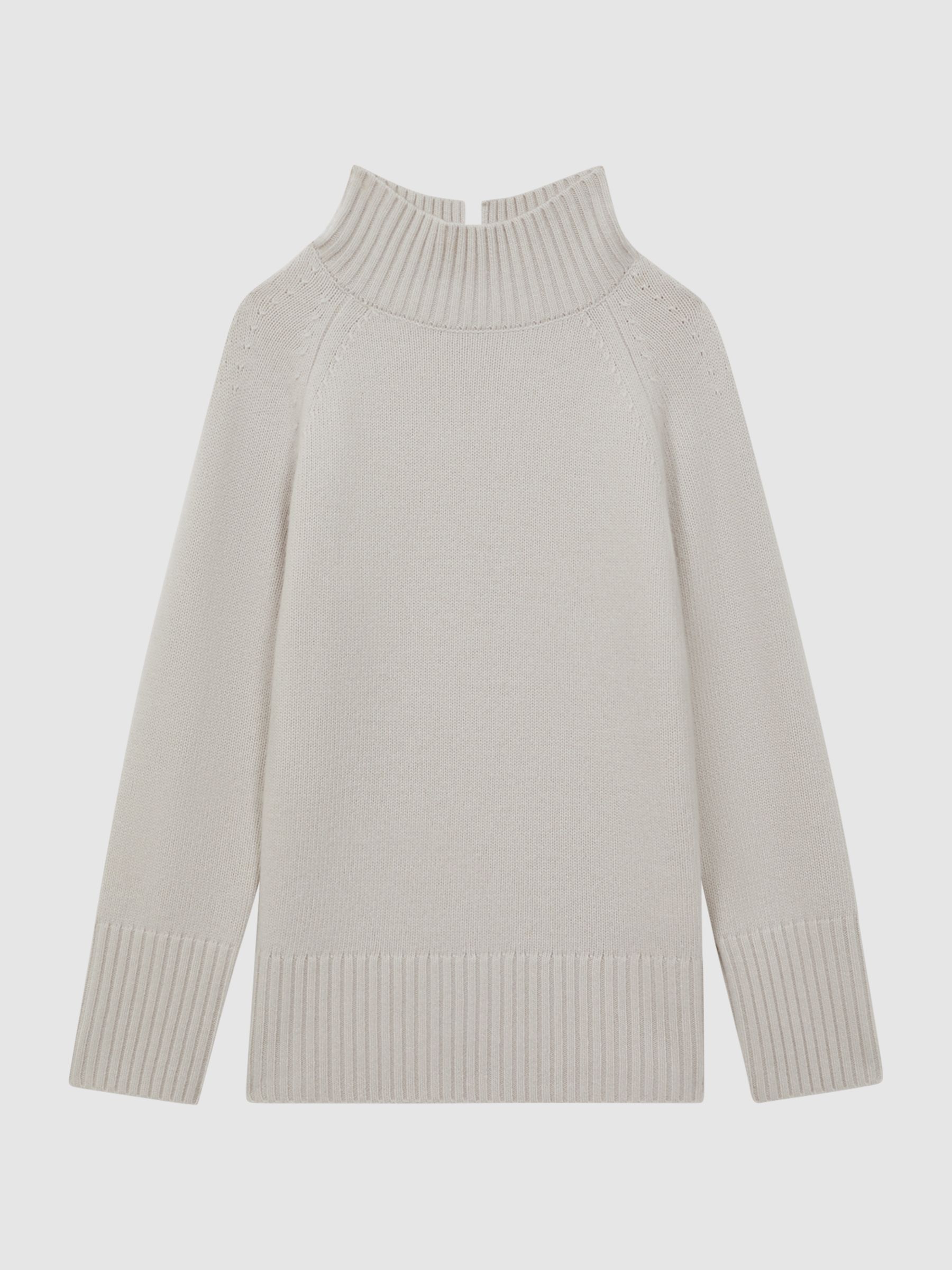 Casual Wool-Cashmere Funnel Neck Jumper in Grey - Image 2 of 5
