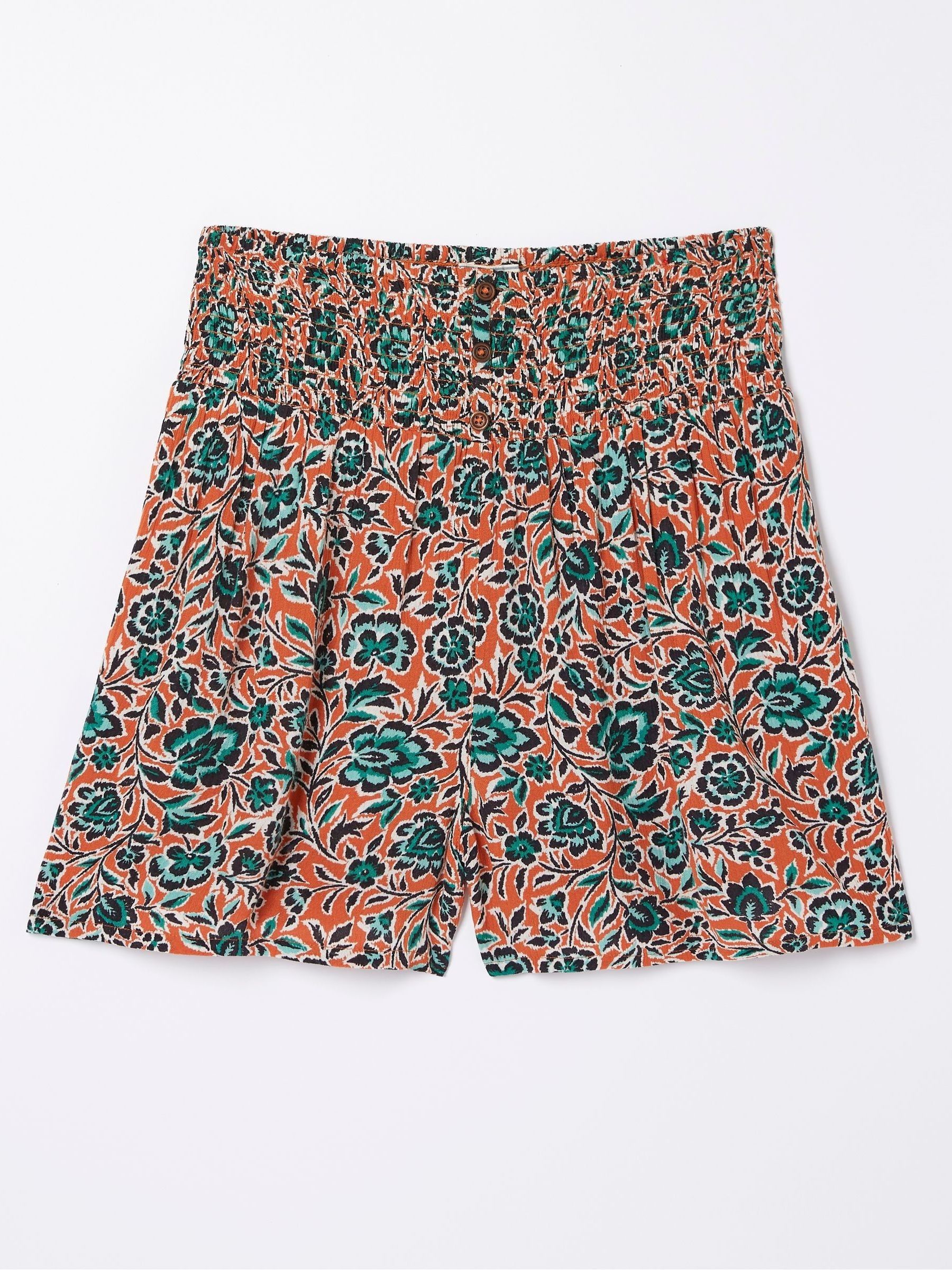 Orange Shirred Sketched Floral Flippy Shorts - Image 5 of 5